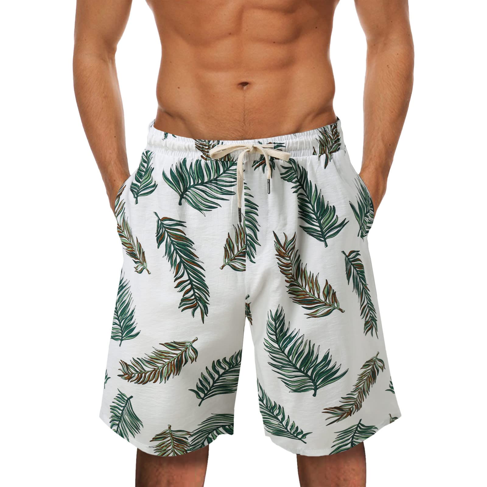 Men's Summer Printed Casual Shorts - Loose Fit with Tether Pocket - Surfing & Beach Board Shorts for Outdoor Activities