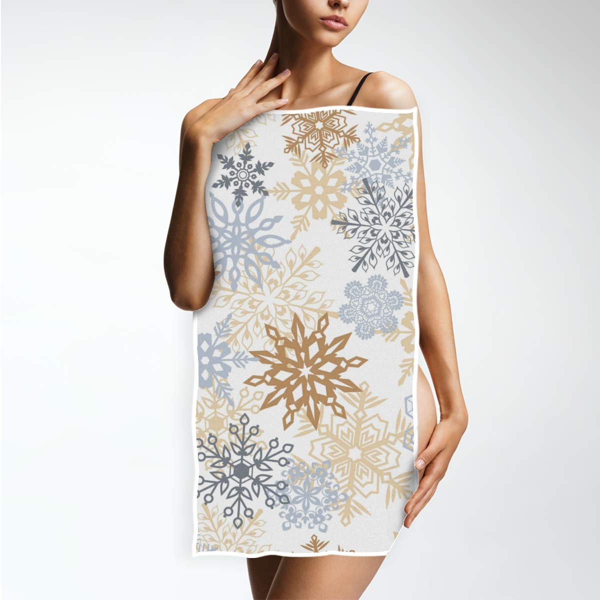 Premium Gold & Blue Snowflake Hand Towels 16x30 Inch - Ultra Soft & Highly Absorbent Christmas Winter Bath Towels for Bathroom Decor - Perfect Holiday Gift for Home, Kitchen & Guest Use