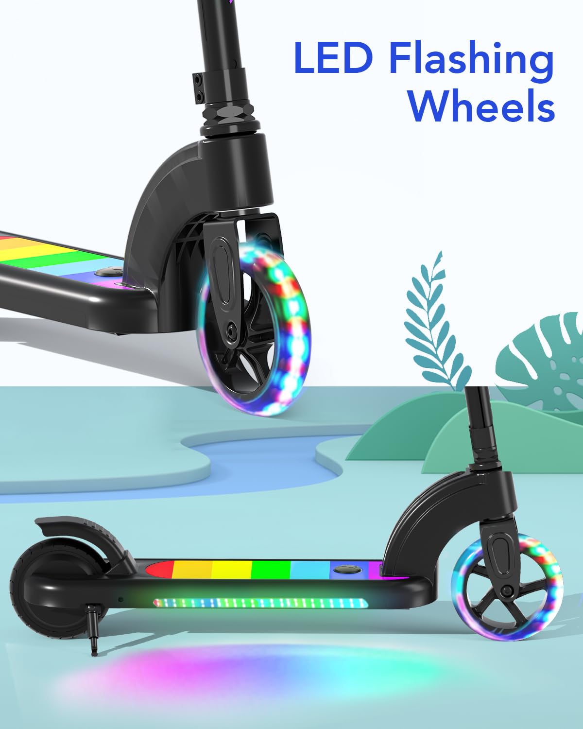 ANHAO Electric Scooter for Kids Ages 6-12 - Adjustable Height Kick Scooter with 110 Lbs Weight Capacity & 6Mph Speed - Perfect for Commuting to School, Park Rides, and Neighborhood Adventures