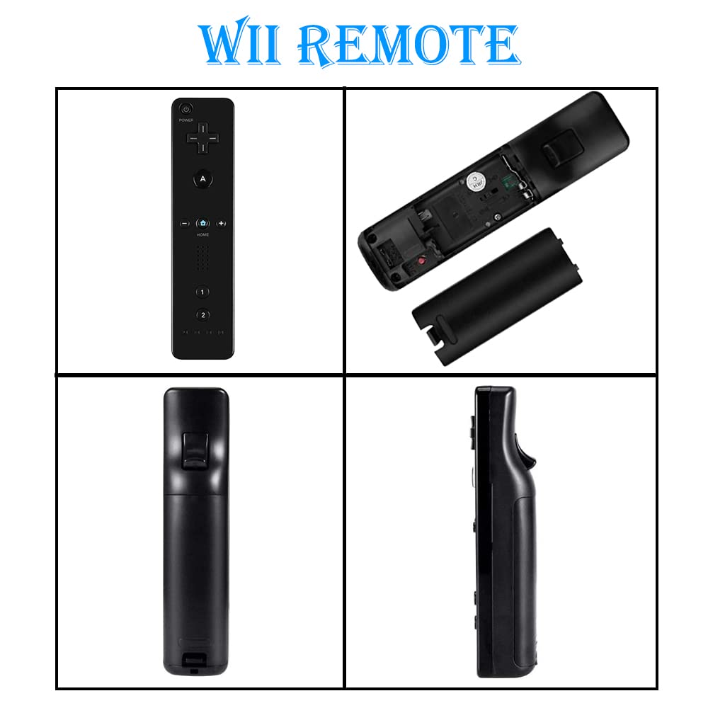 4-Pack Wireless Wii Remote Controller - Compatible with Wii & Wii U (Black, White, Deep Blue, Red) - Perfect for Multiplayer Gaming & Family Entertainment