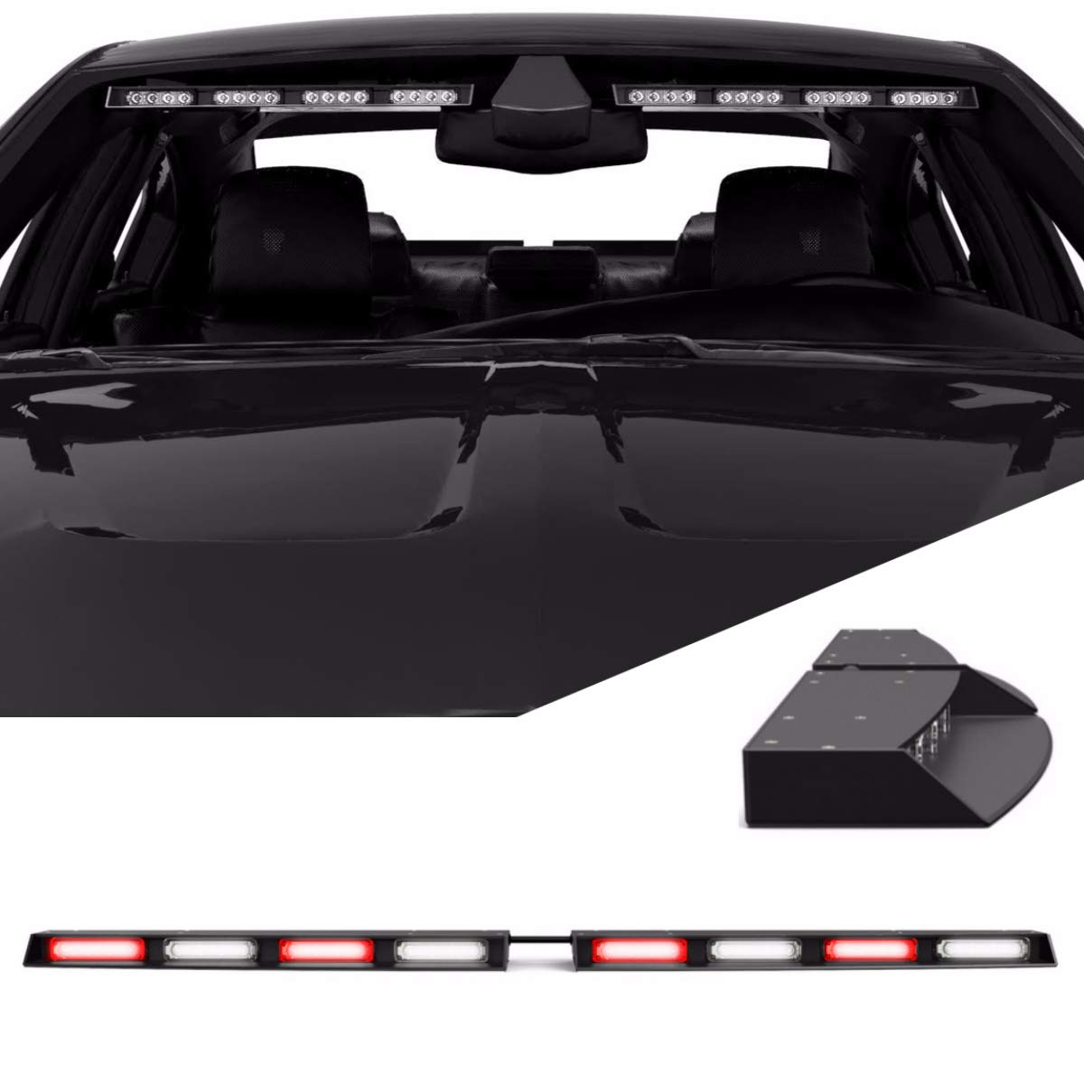 SpeedTech Raptor-X TIR LED Strobe Light Bar - Red/Clear Alternating Emergency Vehicle Lights for Police, Trucks & SUVs with Cigarette Lighter Plug - Perfect for Roadside Emergencies & Night Patrols