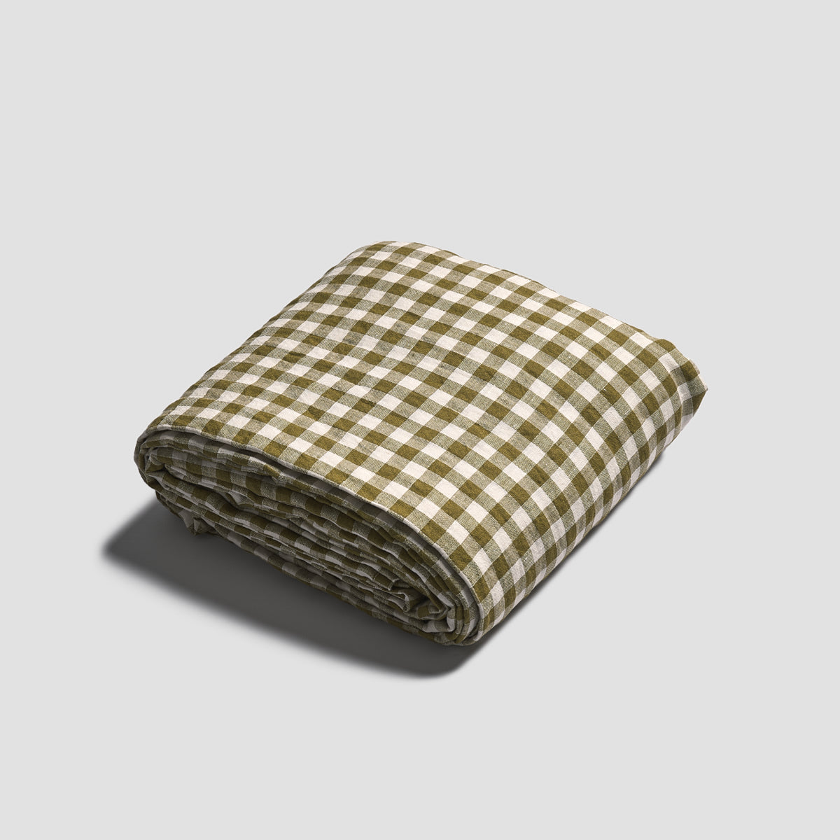 Botanical Green Gingham 100% Linen Flat Sheet - Queen Size Bedding for Comfortable Sleep & Home Decor