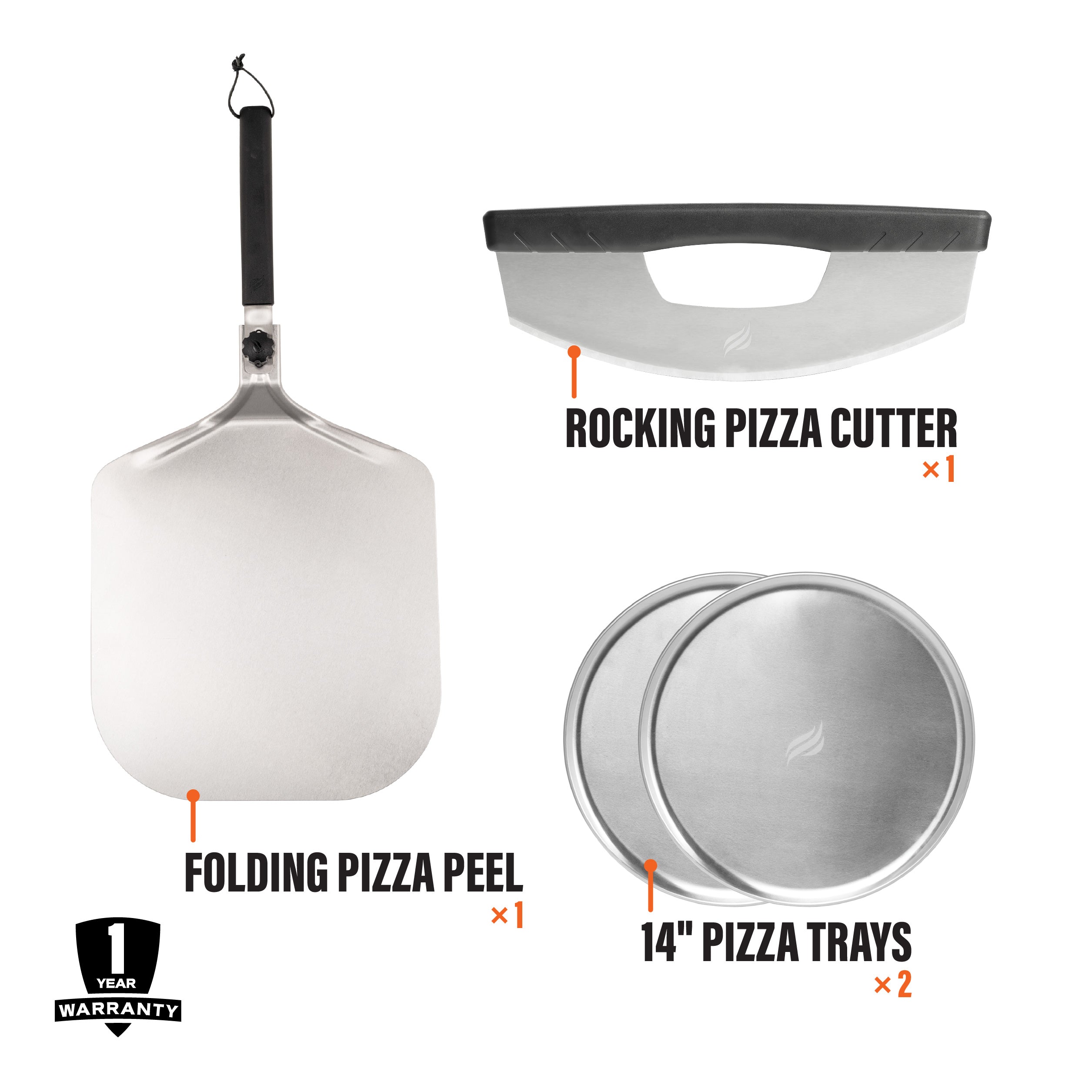 4-Piece Essential Pizza Making Kit - Stainless Steel Pizza Cutter, Server, Rolling Pin & Dough Scraper - Perfect for Home Baking, Parties & Italian Cooking Enthusiasts