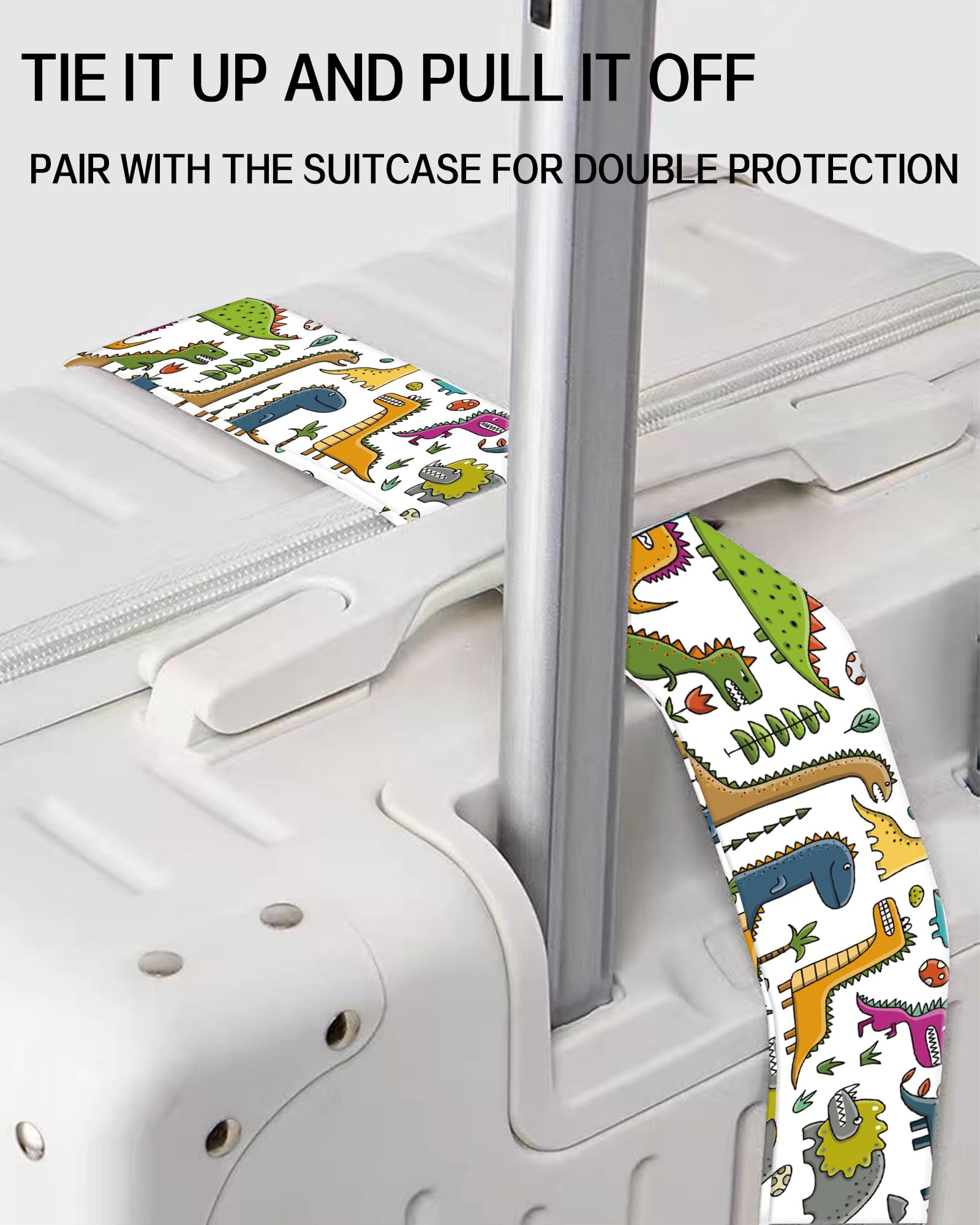 Durable Adjustable Luggage Straps for Suitcases - Wide Travel Belt with Secure Buckle, Cute Dinosaur Design Suitcase Identifier - Perfect for Air Travel, Vacation & Luggage Organization