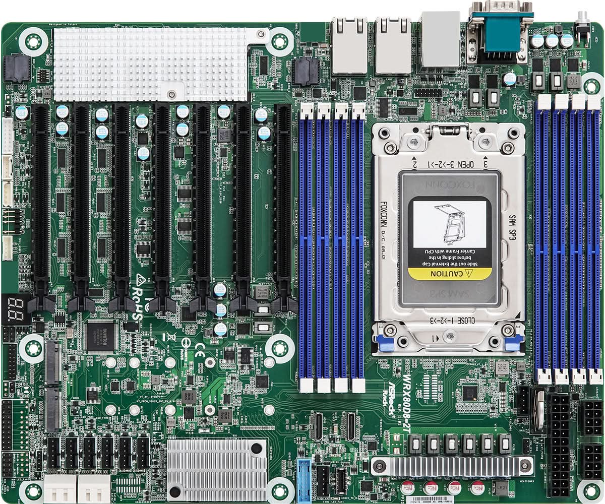 ASRock WRX80D8 2T AMD WRX80 Socket sWRX8 ATX Motherboard - High-Performance Workstation & Gaming PC Build for Content Creators & Professionals