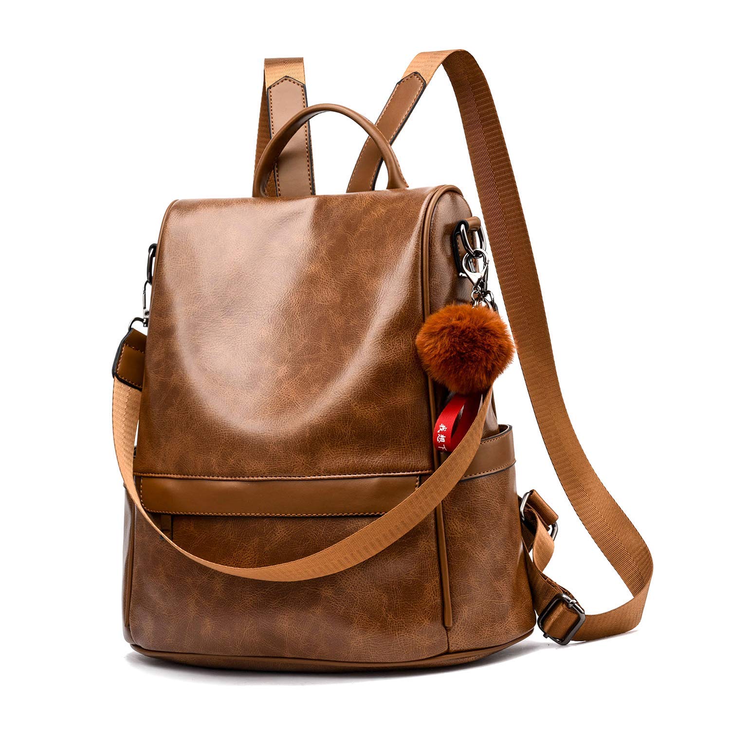 CHERUTY Women's Anti-Theft Backpack Purse - PU Leather & Nylon Lightweight Shoulder Bag for Travel, Work & Daily Use | Fashion Casual Satchel Handbag for Ladies