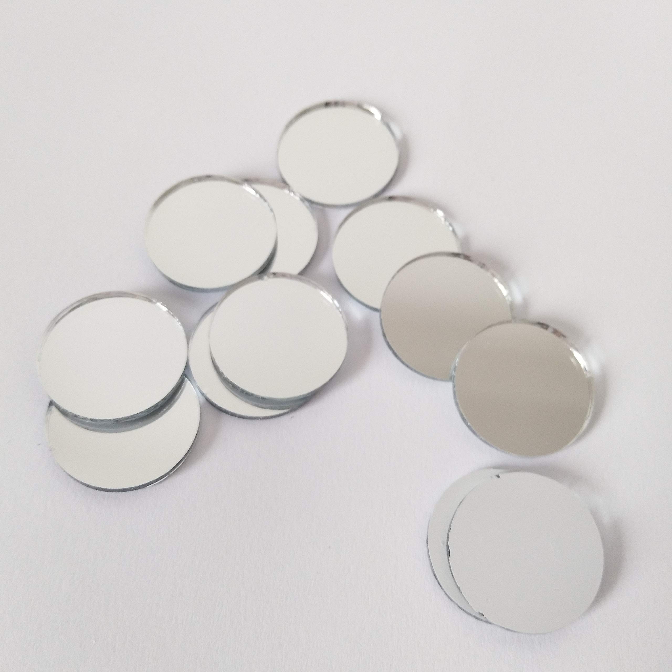 Round Glass Mirror Mosaic Tiles - Silver 3/4 Inch Real Circle Mirror Pieces for DIY Crafts, Home Decor, Table Scatter & Wall Art - Perfect for Mosaic Projects, Wedding Decorations, and Creative Art Designs