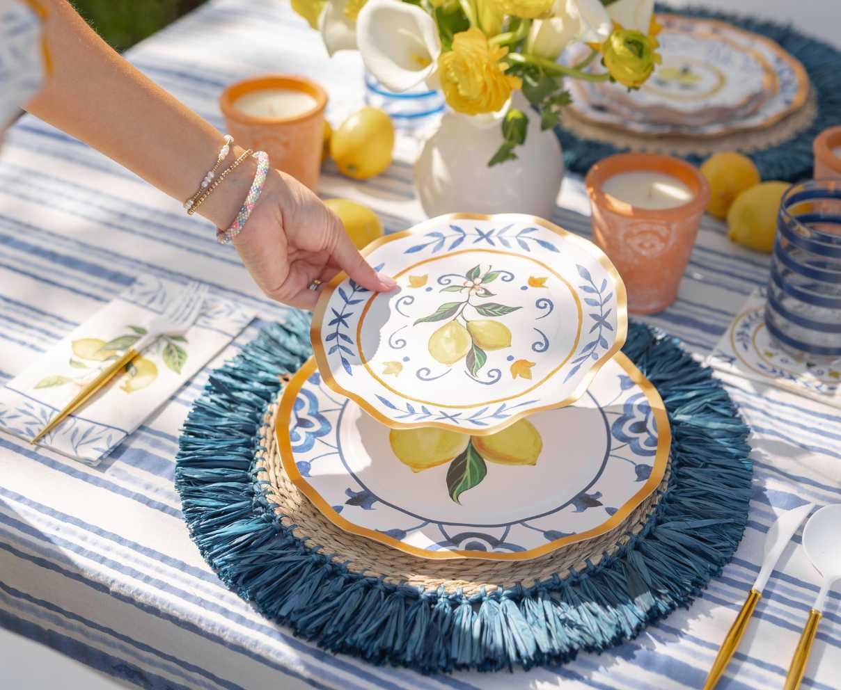 Capri Coast Salad Plates Set of 8 - Premium Melamine Dinnerware for Outdoor Dining, Picnics & Party Serving - Durable & Stylish Dishware for Restaurants, BBQs & Entertaining