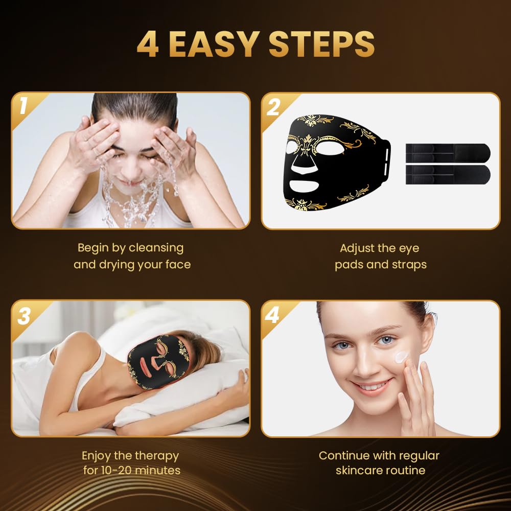 Red Light Therapy Mask - Wireless Portable LED Light Therapy Mask with 660nm & 850nm Dual Wavelength for Face Skin Rejuvenation - Perfect for Home Spa, Anti-Aging & Acne Treatment