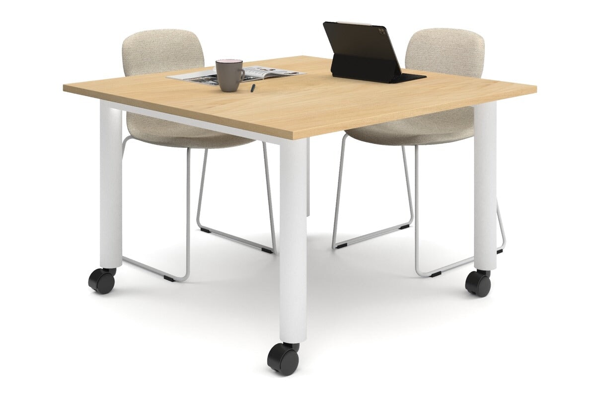 Quadro 80mm Cylinder Leg Mobile Meeting Table - 1200L x 1200W - Adjustable Height Conference Table for Office, Meeting Room & Coworking Space - Perfect for Team Collaboration & Business Meetings