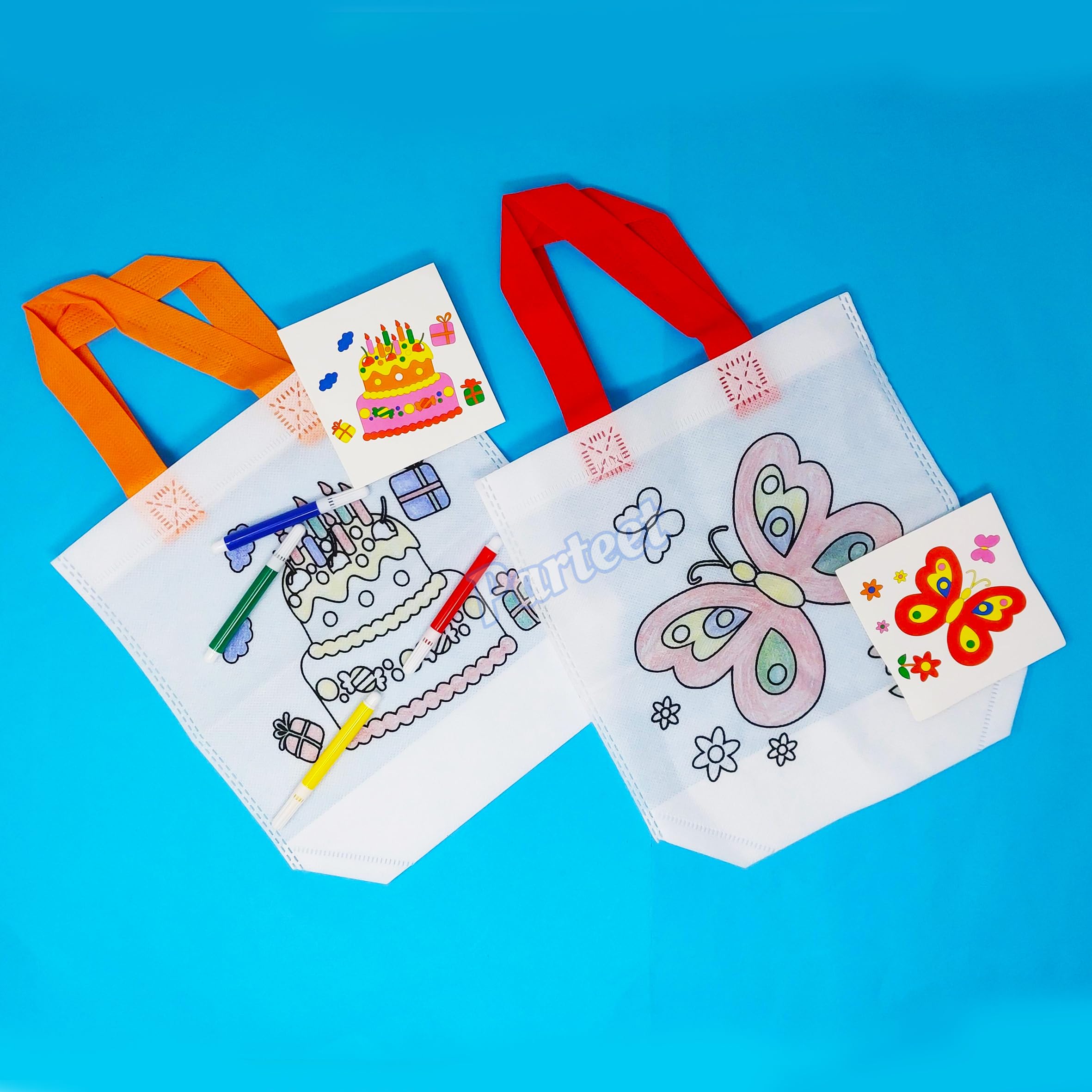 PARTEET Cartoon Themed Party Favor Bags - Medium Size Pink Gift Bags for Birthday, Baby Shower & Kids Party Supplies | Bulk Pack of 20