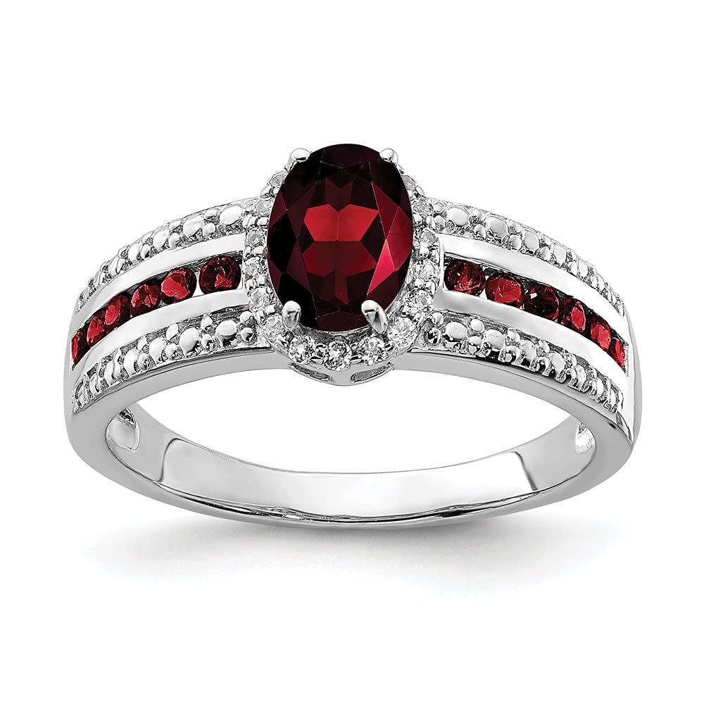 925 Sterling Silver Garnet & White Topaz Ring for Women | Elegant Birthstone Jewelry Gift for Her | Perfect for Anniversaries, Valentine's Day & Special Occasions