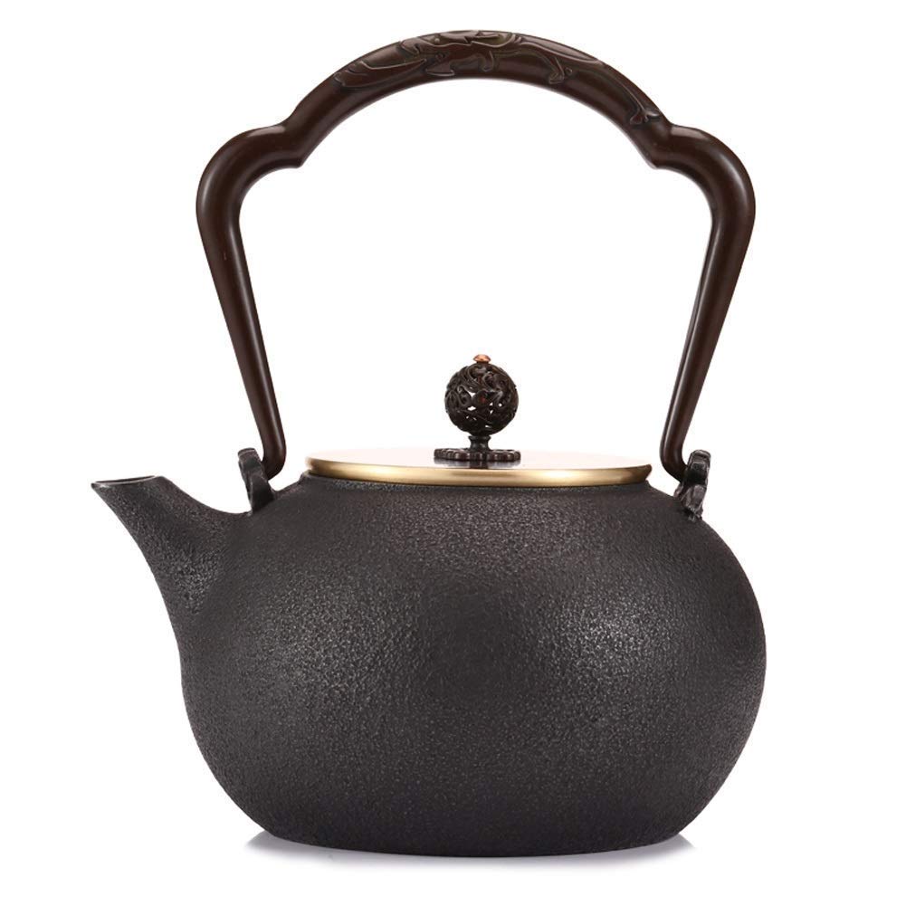 Premium Cast Iron Teapot with Anti-Rust Interior - 1200ML Handmade Ceramic Tetsubin Tea Kettle, Healthy Black Teapot with Gift Box for Japanese Tea Ceremony, Home Brewing & Office Use