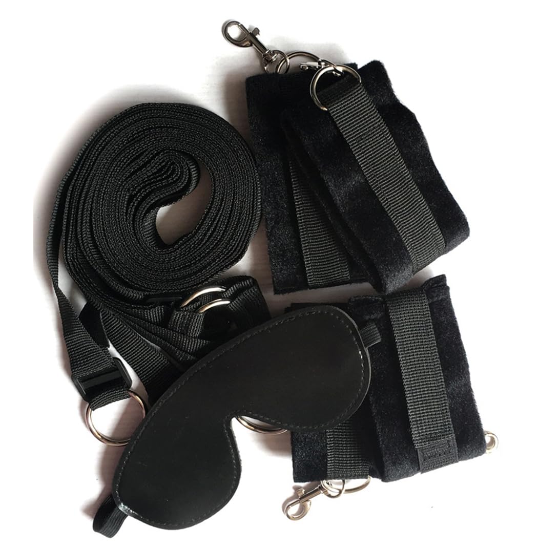 King Size Bed Bondage Restraints Kit for Couples - Under Mattress Wrist & Ankle Cuffs, Sex Tie Downs, Hand Ties & Leg Spreader Bar - Adult Play Accessories for BDSM, Role Play & Spicing Up Your Bedroom