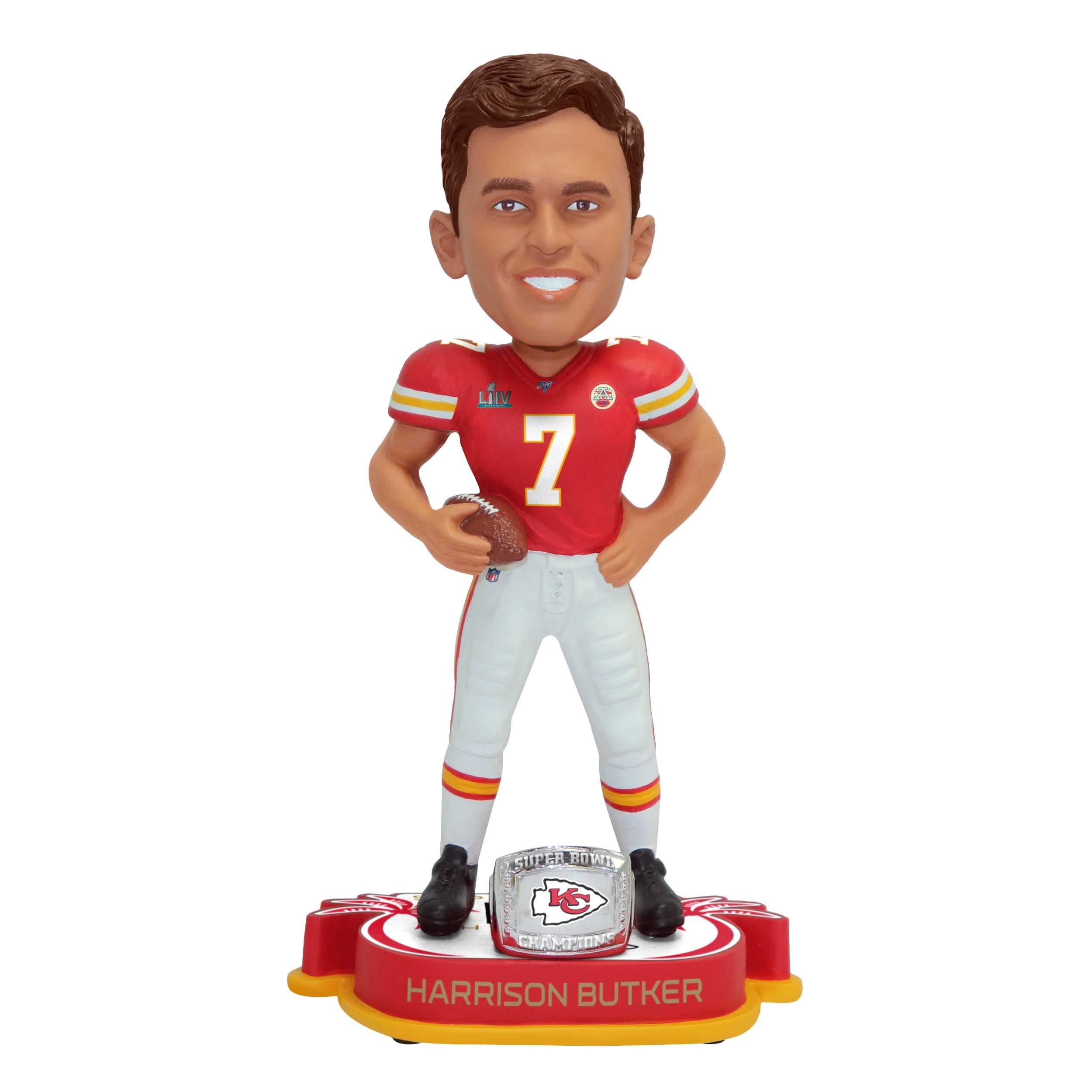 Harrison Butker Kansas City Chiefs Super Bowl LIV Champions Bobblehead - Officially Licensed NFL Collectible for Fans & Sports Memorabilia Enthusiasts - Perfect for Game Room, Office Decor, and Chiefs Fan Gifts
