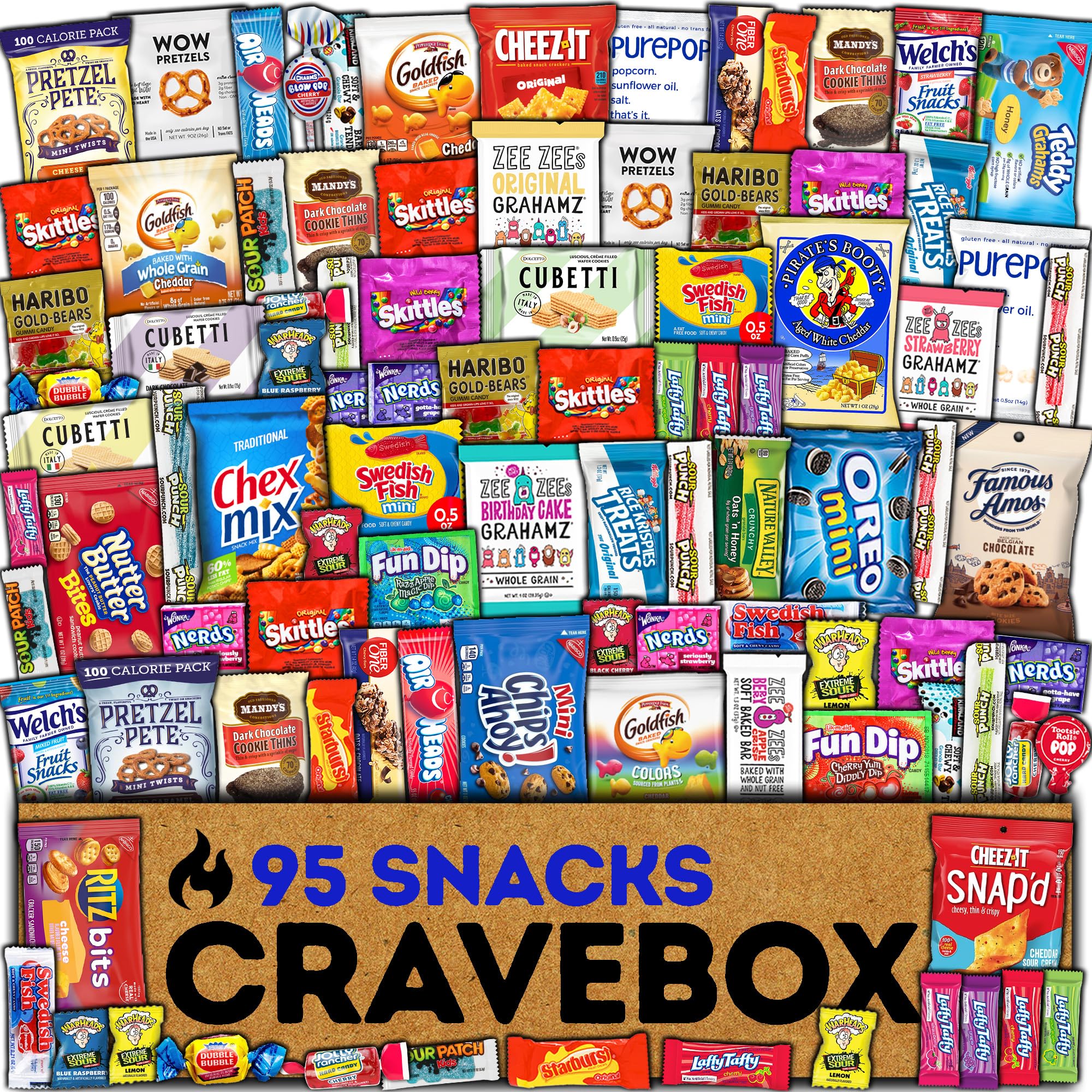 CraveBox 95 Snacks Variety Pack - Easter Treats, College Care Package, Kids Snack Box for Back to School | Perfect for Gifts, Dorm Life & Classroom Rewards
