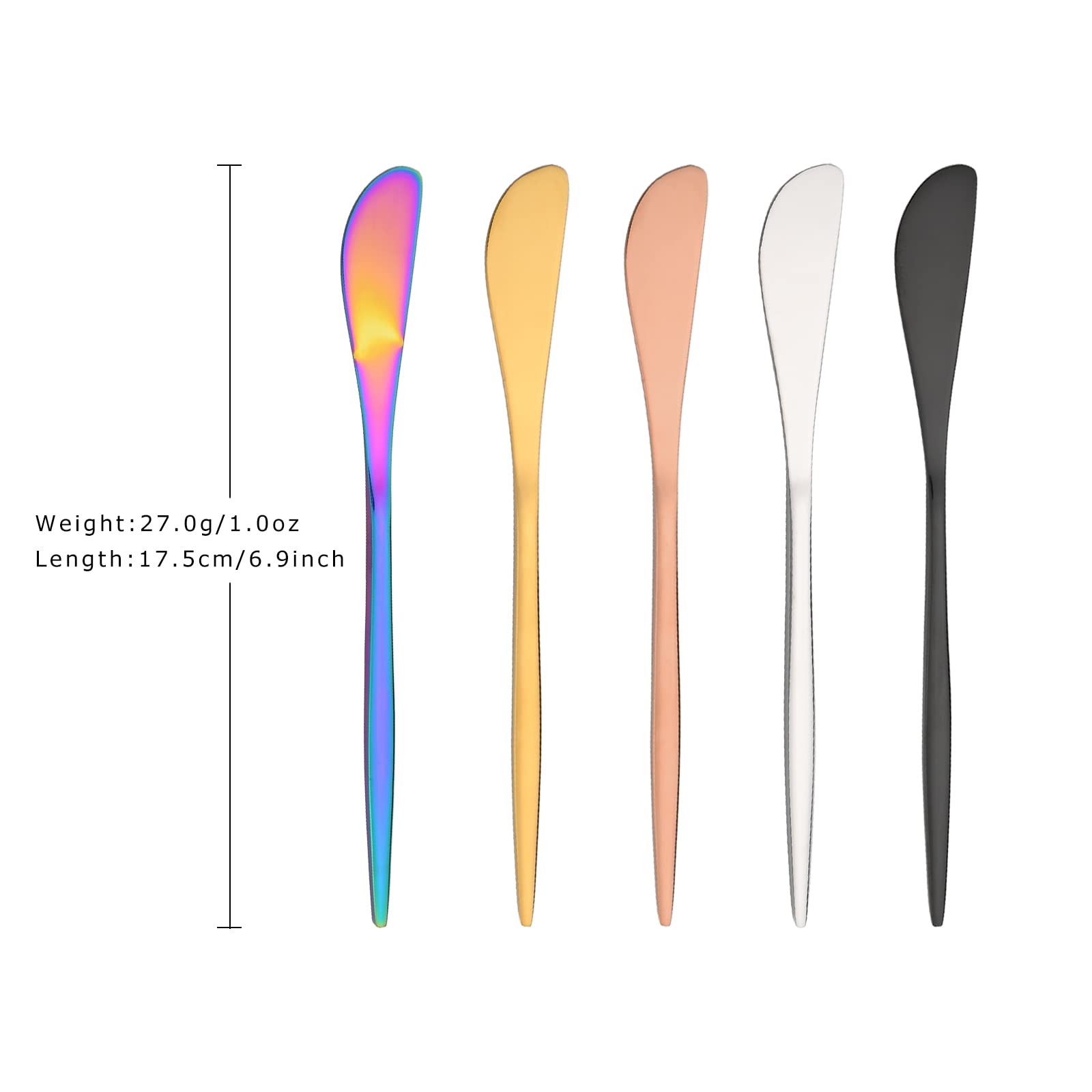 6-Piece Stainless Steel Spatula Spreader Knife Set - Mirror Finish Gold Kitchen Utensils for Cheese, Butter, Peanut Butter, Sandwiches & Desserts | Perfect for Spreading, Serving & Entertaining