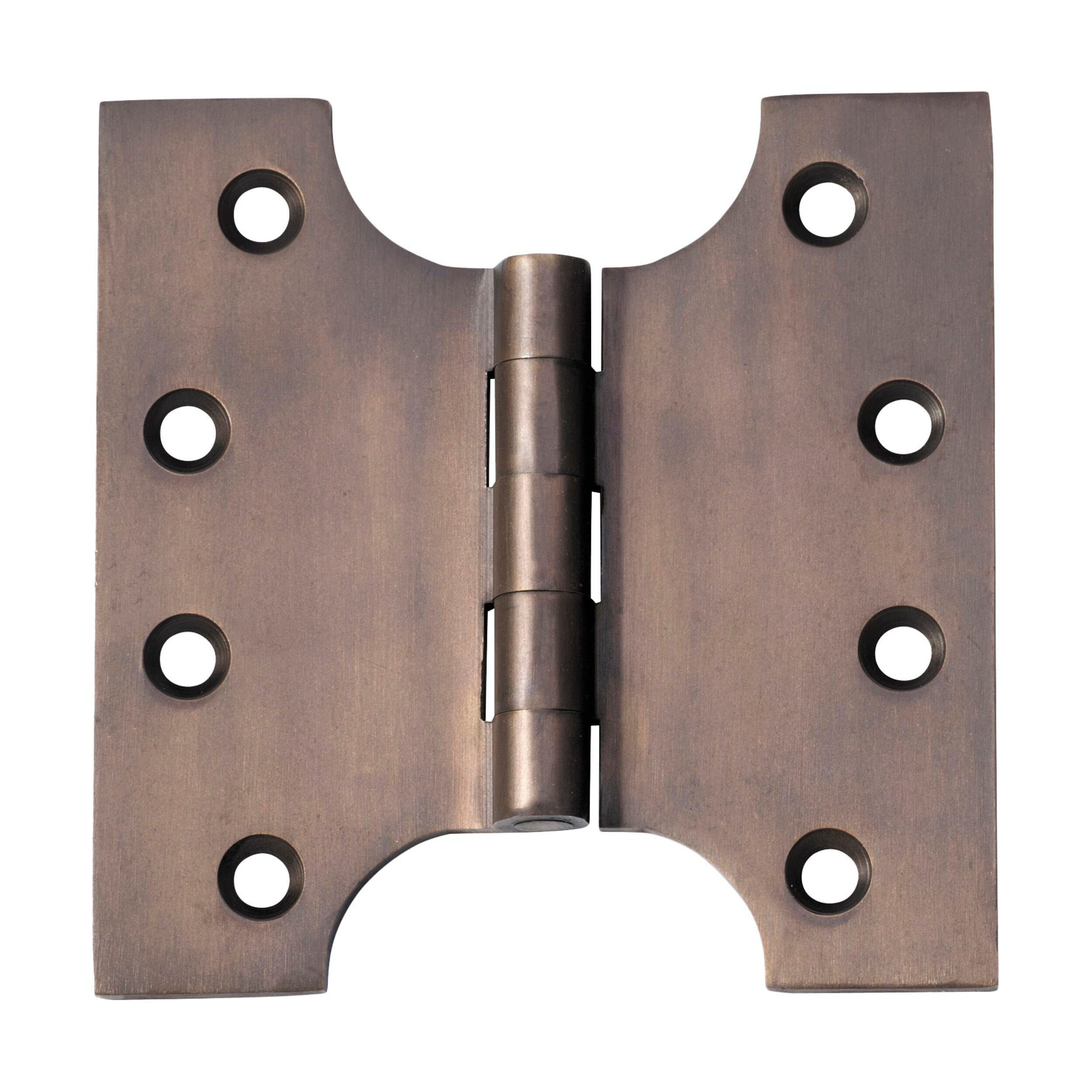 Antique Brass Parliament Hinge 100x100mm (H100xW100mm) - Heavy Duty Cabinet & Furniture Hardware for Vintage Style Doors and Drawers