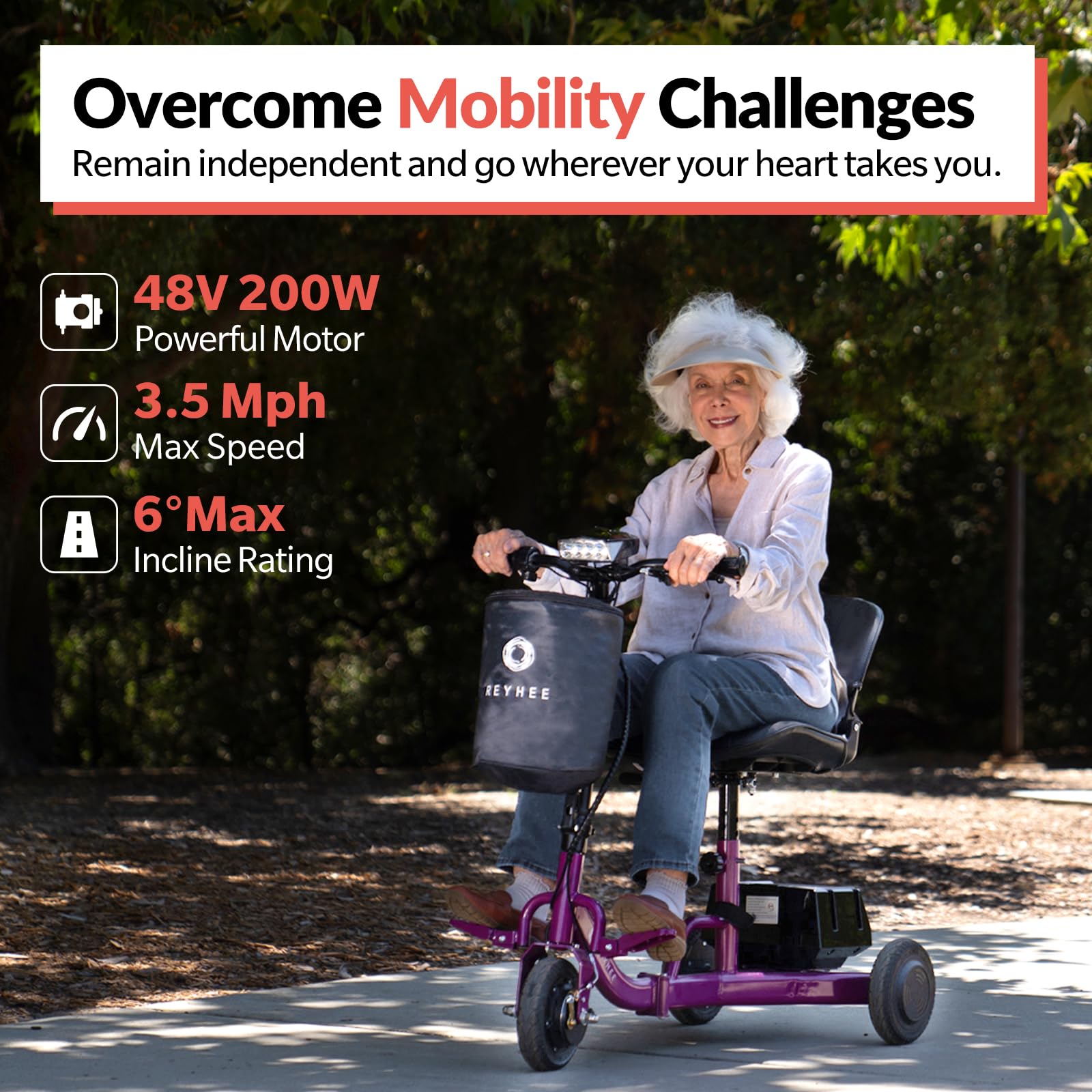 Lightweight Folding Electric Mobility Scooter for Adults & Seniors - 50 Lbs Portable Scooter with 8 Mile Range, 3.5 MPH Speed, 2 Detachable Batteries, Adjustable Seat & 300 Lb Capacity - Perfect for Shopping, Travel & Outdoor Activities