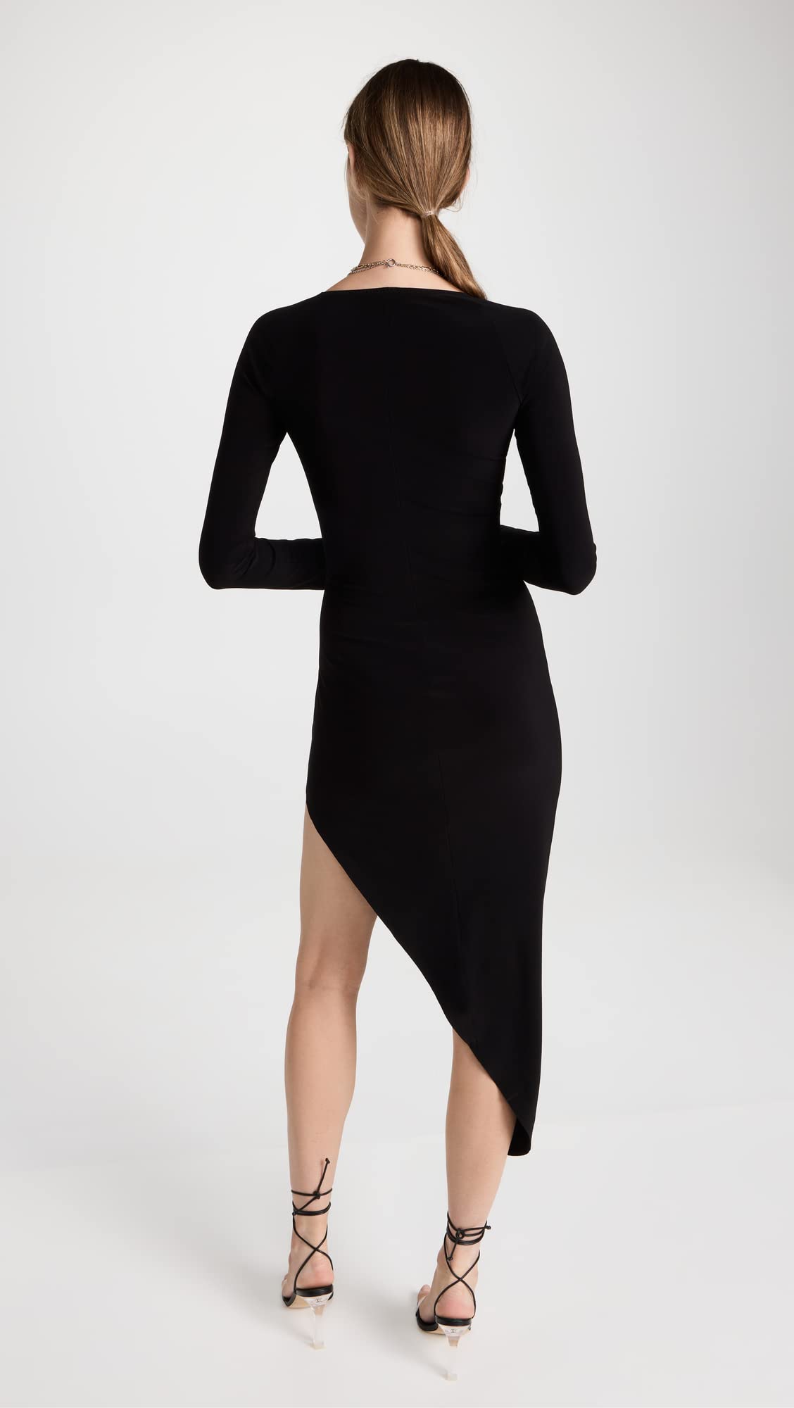 Norma Kamali Women's Long Sleeve Sweetheart Neckline Side Drape Evening Gown - Elegant Formal Dress for Weddings, Galas & Special Occasions