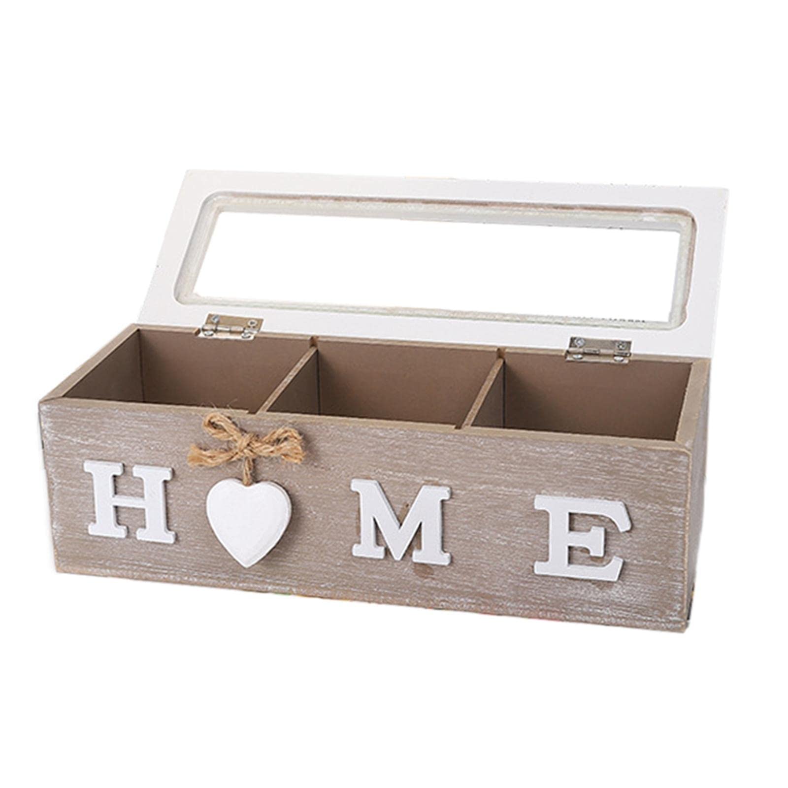 Baoblaze Wooden Tea Bag Organizer Box - 3 Grid Storage for Tea Bags & Instant Coffee Packets | Compact Tea Storage Solution for Kitchen, Office, or Travel