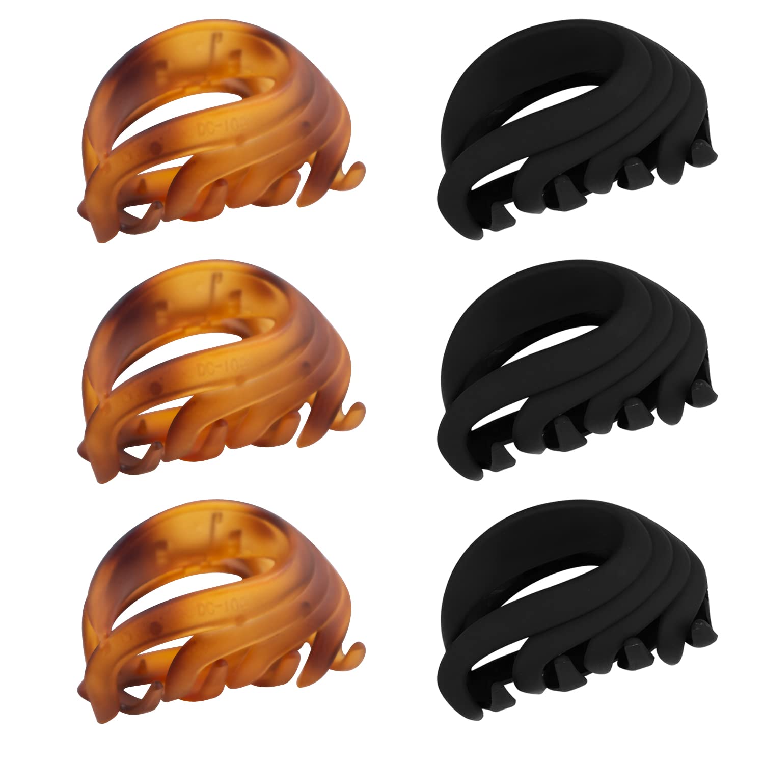 Non-Slip Matte Flower Claw Clips for Thin to Medium Hair - 2.6 Inch Strong Grip Hair Clips for Women, Girls & Kids (Black, Brown) - Perfect for School, Work, Travel & Everyday Styling - Gift Box Included
