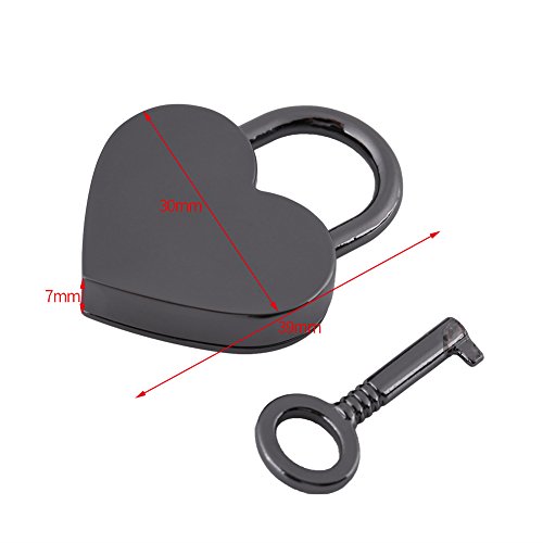 Small Heart-Shaped Padlock - Mini Metal Diary Lock with Key for Luggage, Handbags, Jewelry Box & Diary - Perfect for Travel, Security & Personal Belongings Protection