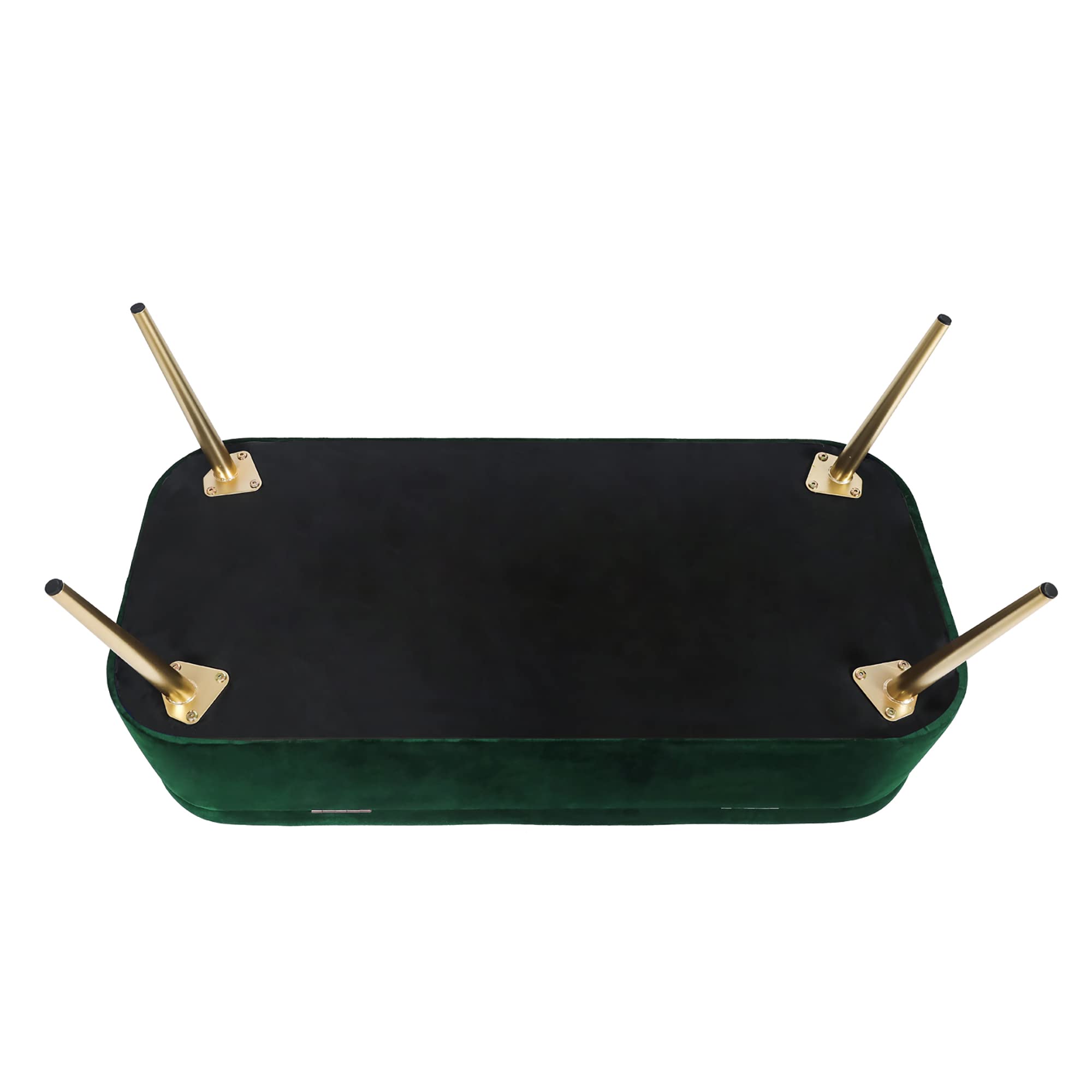 Joveco Velvet Upholstered Storage Bench with Golden Metal Legs - Modern Ottoman Footrest, Coffee Table for Entryway, Living Room, Bedroom & Window Seat - Soft Padded Seat (Green) | Perfect for Small Space Organization, Extra Seating & Stylish Home Decor
