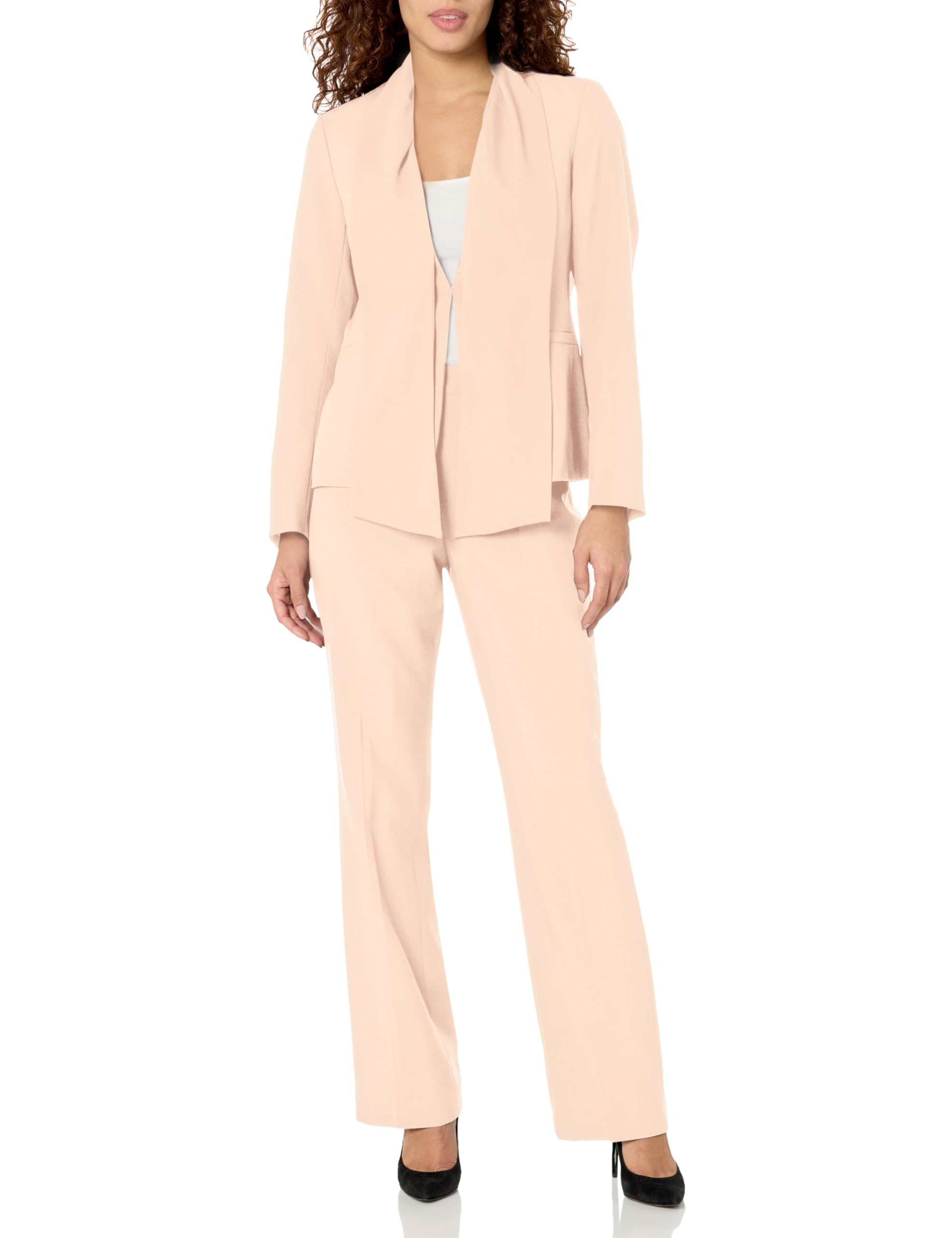 Women's Fashion Scarf Collar Jacket & Audrey High-Waist Zip Pants Set - Stylish Outfit for Work, Date Night, and Casual Wear