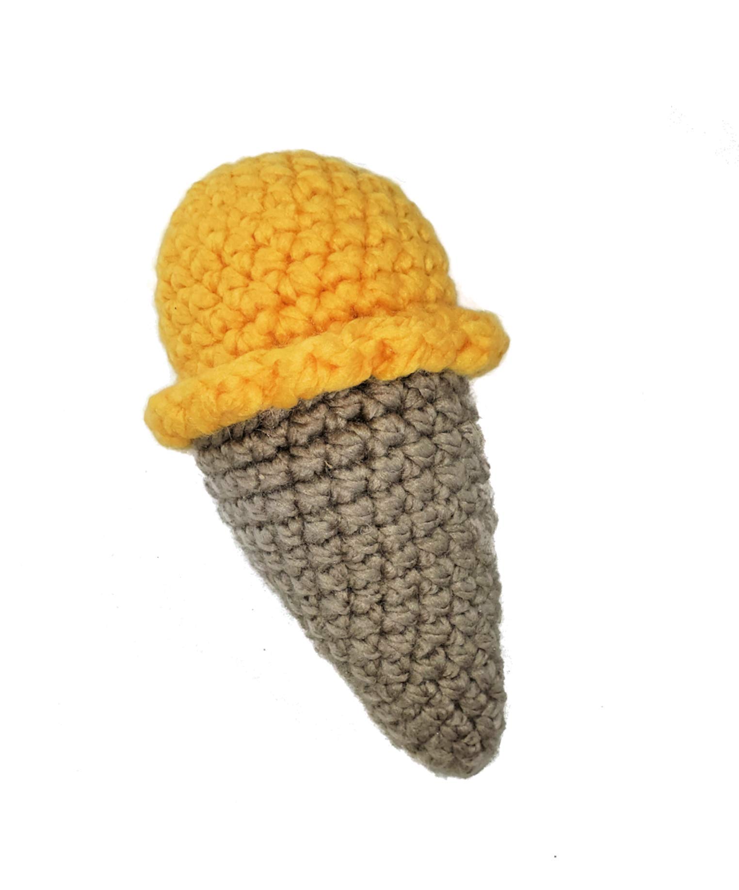 Handmade Crocheted Catnip Cat Toy - Interactive Ice Cream Shaped Kicker Toy for Indoor Cats, 6