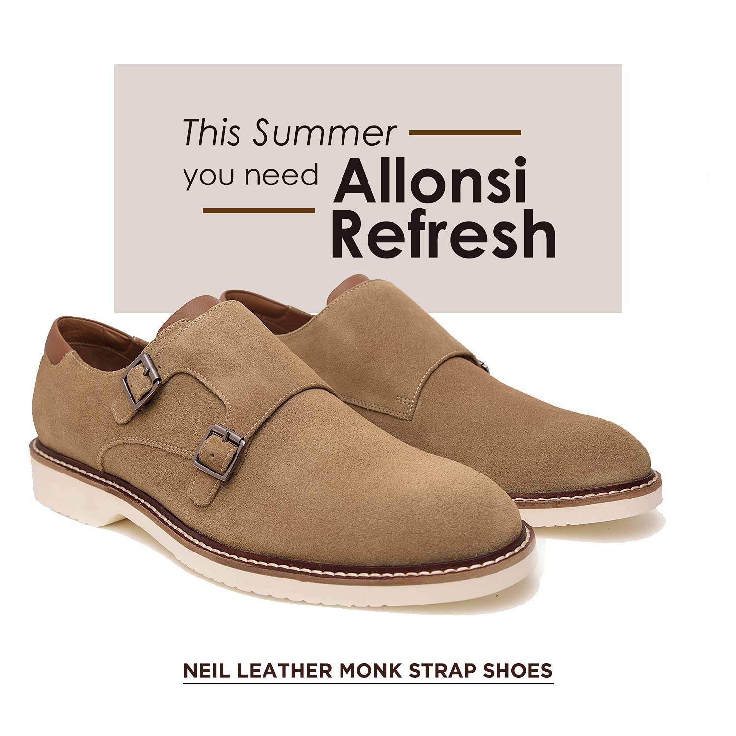 Premium Genuine Leather & Suede Men's Monk Strap Dress Shoes | Handcrafted Luxury Formal & Casual Shoes | Lightweight EVA Sole Comfort | Business, Wedding & Office Wear | Classic Plain Toe Design
