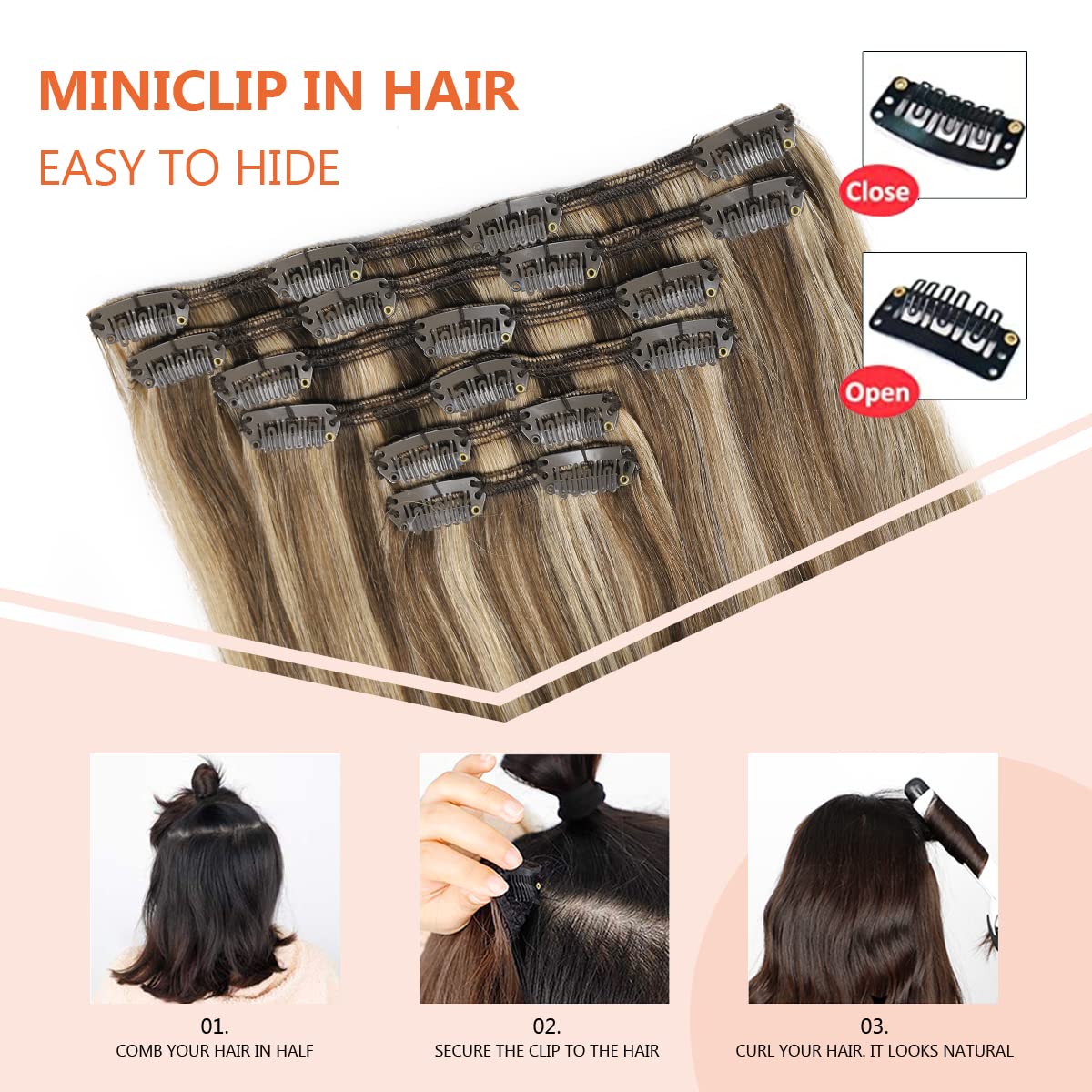 Premium 100% Human Hair Clip-In Extensions - Silky Straight Hair Extensions for Length & Volume | Perfect for Parties, Weddings & Everyday Styling