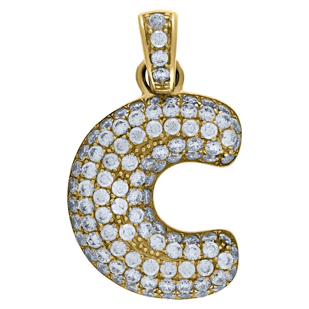 10K Yellow Gold Personalized Monogram Initial Necklace - Cubic Zirconia CZ Letter Charm Pendant (20.8x12.4mm) | Unisex Jewelry Gift for Women, Men | Perfect for Birthdays, Anniversaries & Graduation Gifts