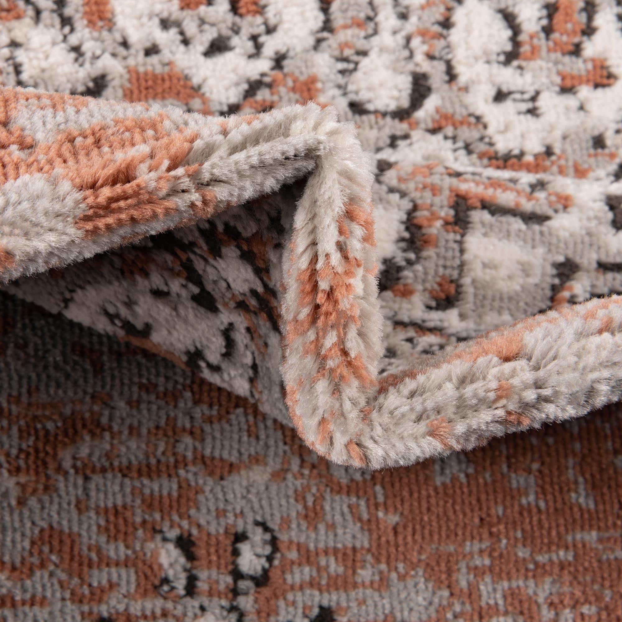 Unique Loom Nyla Collection Smile Round Area Rug 10' x 10' - Salmon Pink & Black Modern Boho Rug for Living Room, Bedroom, Nursery Decor