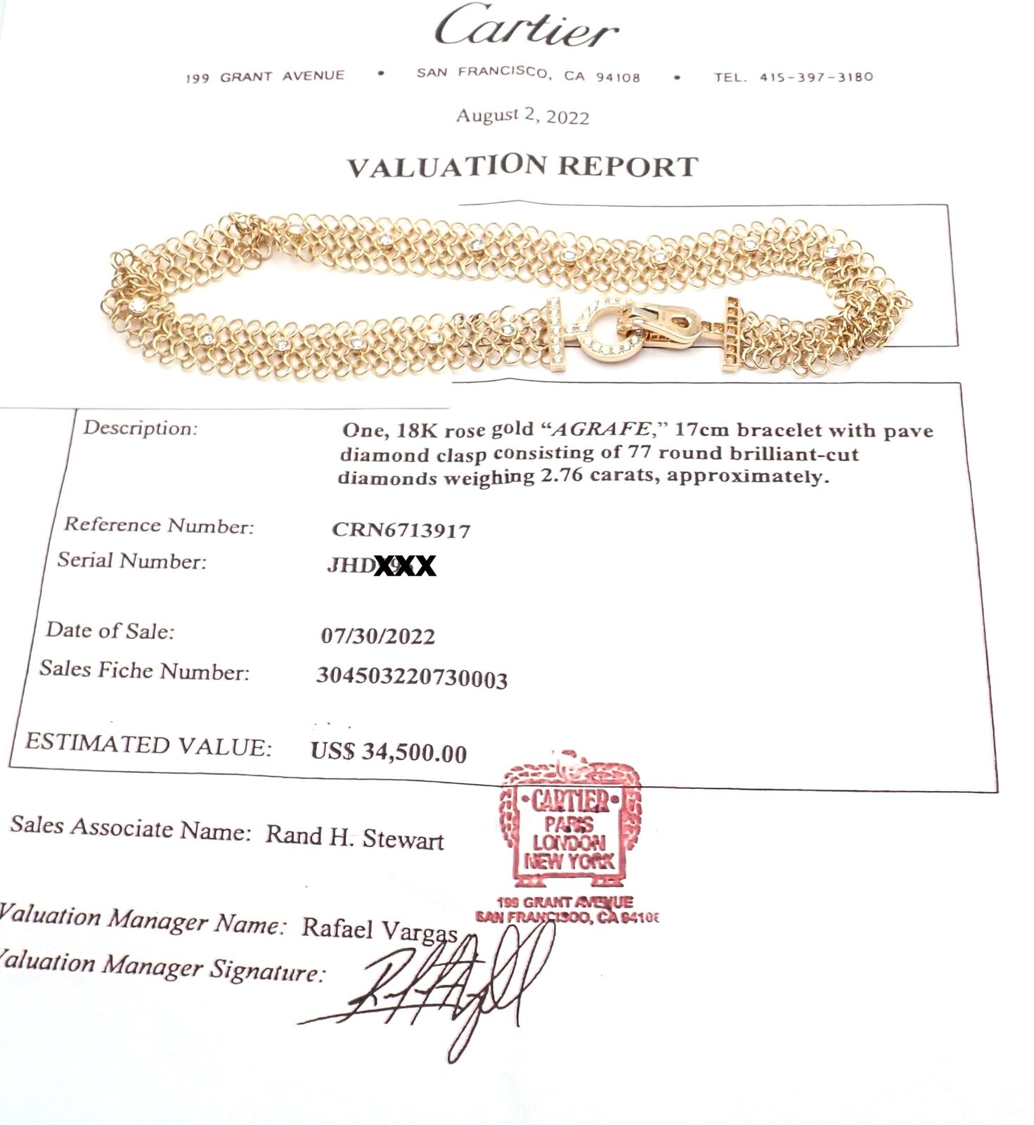 Authentic Cartier Agrafe 18k Rose Gold Diamond Link Bracelet - Size 17 - Luxury Jewelry Gift for Women - Perfect for Anniversaries, Weddings & Special Occasions