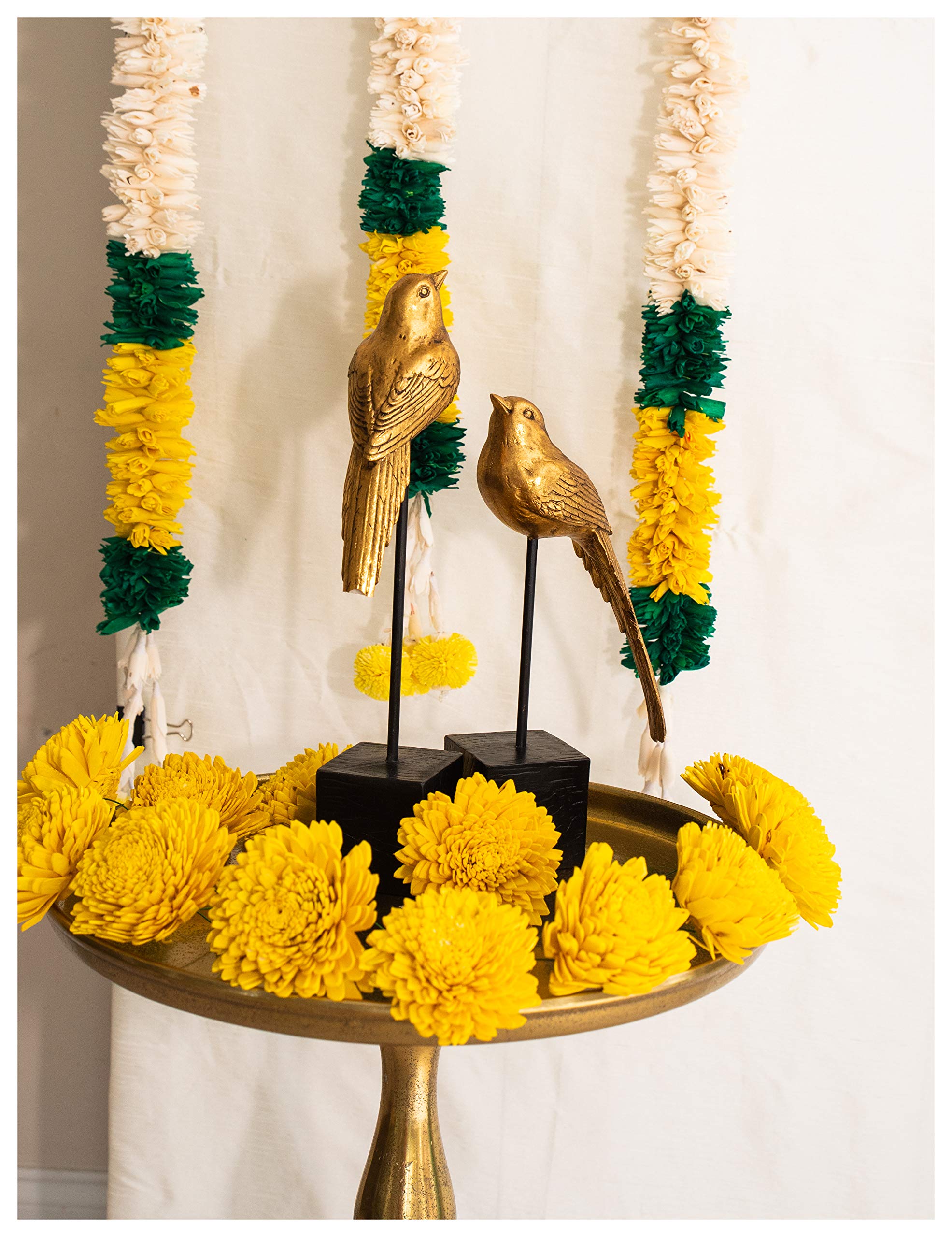 Artificial Chrysanthemum Flowers (Pack of 25) - Yellow Shola Wood Chamanthi for Diwali, Puja, Wedding & Home Decor - 2.75x2.3 Inch - Perfect for Indian Festivals, Mandir Decoration & Table Centerpieces