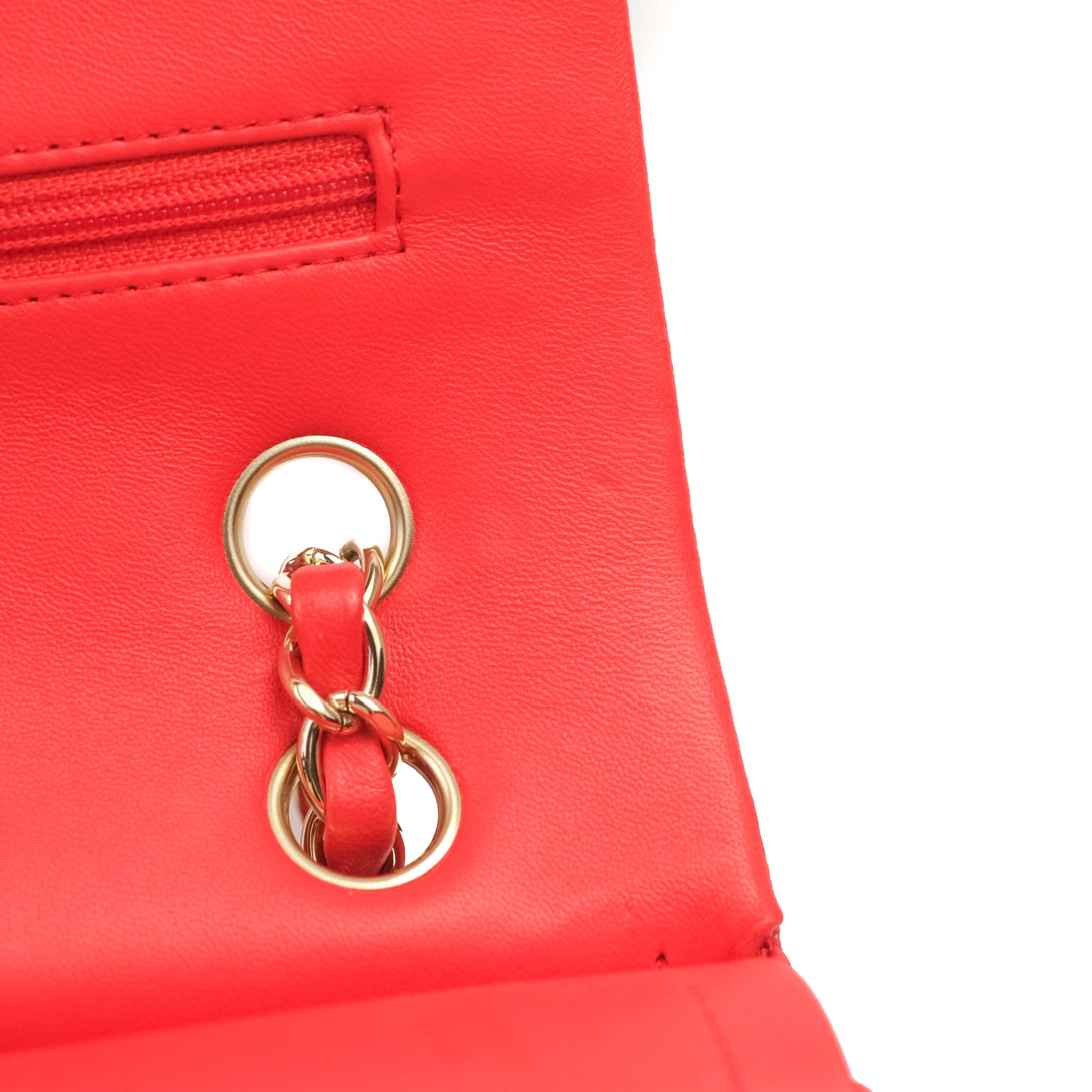 Chanel Classic Medium Double Flap Bag - Red Lambskin Leather with Gold Hardware | Luxury Designer Handbag for Women, Perfect for Parties, Weddings & Everyday Elegance