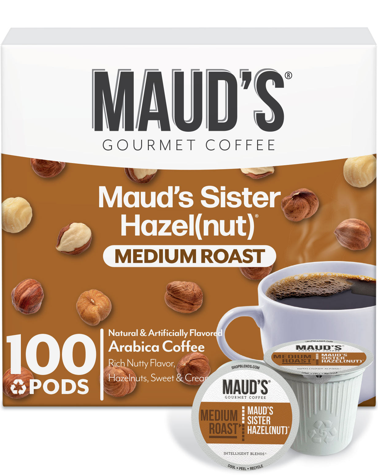 Maud's Sweet Hazelnut Coffee Pods - 100% Arabica K-Cup Compatible Pods for Keurig Brewers | Perfect for Morning Boost & Office Coffee Break