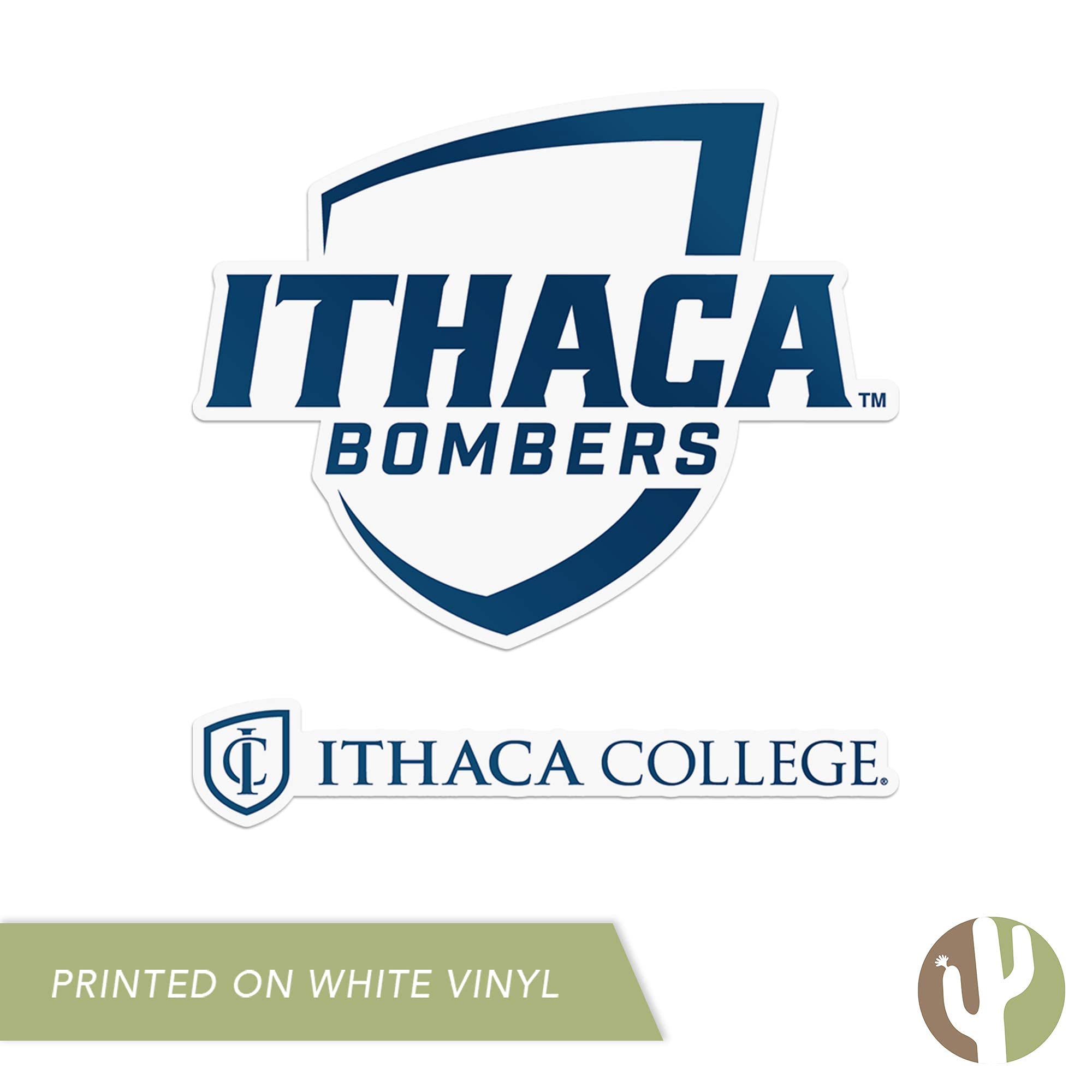 Desert Cactus Ithaca College IC Bombers Vinyl Decal Sticker Set (4 Inch) - Perfect for Laptop, Water Bottle, Car, Scrapbook & DIY Crafts - Durable Waterproof Stickers for College Pride Decor