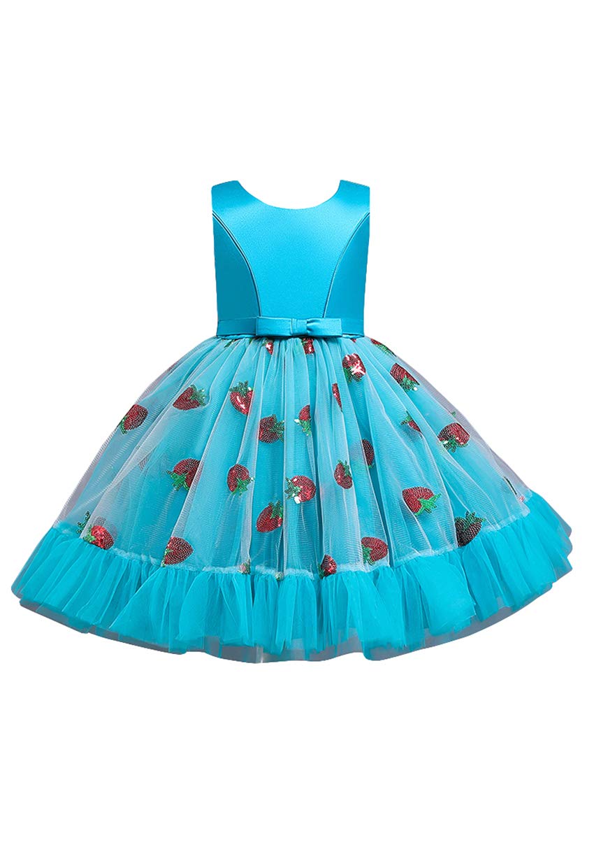 TYQQU Girls Princess Dress for Wedding & Pageant - Mesh Tutu Gown with Sequin, Puffy Bowknot - Flower Girl Dresses for Birthday Party, Photo Shoot & Special Occasions