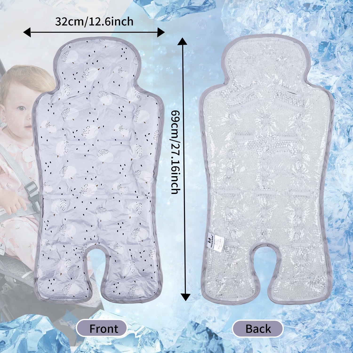 Universal Gel Car Seat Cooler Pad - Summer Cooling Mat for Baby Stroller, Ice Cushion & Seat Liner - Multifunctional Infant Cooling Chair (Pumpkin) | Perfect for Hot Cars, Strollers & Outdoor Activities