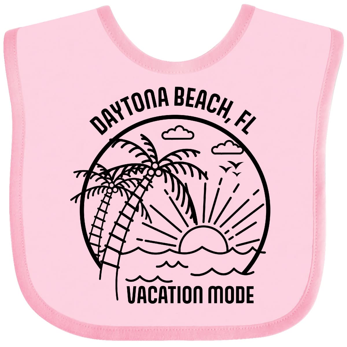 Inktastic Summer Vacation Mode Daytona Beach Florida Baby Bib - Cute & Soft Cotton Drool Bib for Infants & Toddlers - Perfect for Beach Trips, Travel, and Everyday Use