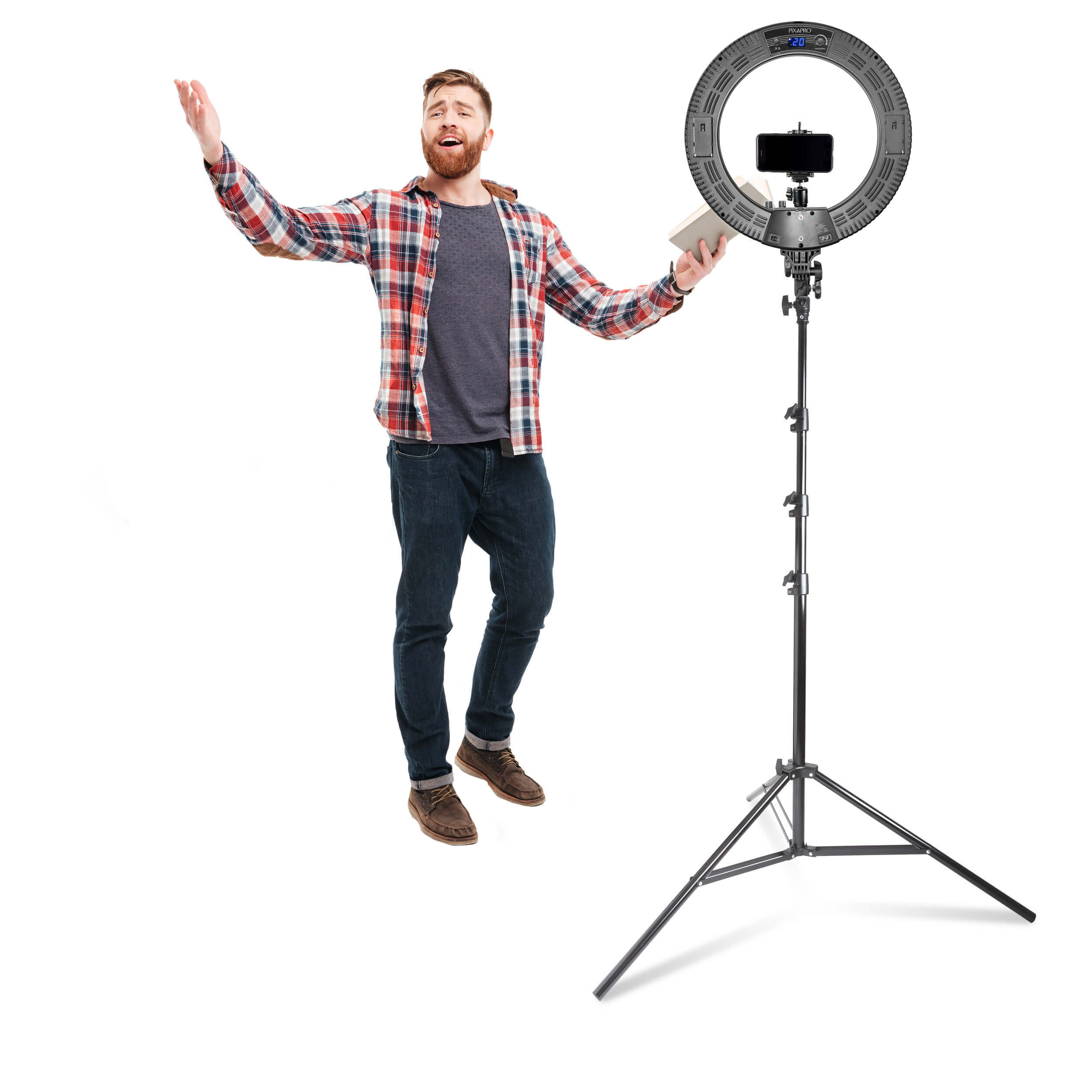 RICO240B MKII Professional Large LED Ring Light Stand with Phone Holder Kit - Perfect for YouTube, TikTok, Live Streaming & Photography