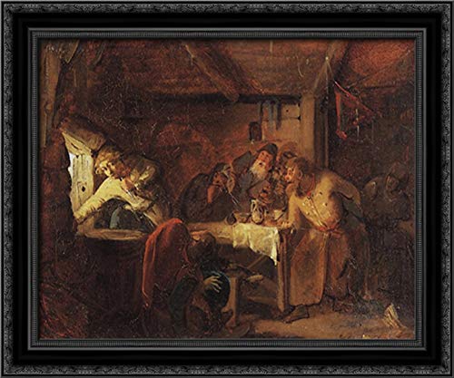 24x20 Black Ornate Wood Framed Canvas Art by Grigoriy Myasoyedov - Romantic Couple Painting for Home Decor, Wedding Gifts & Anniversary Celebrations