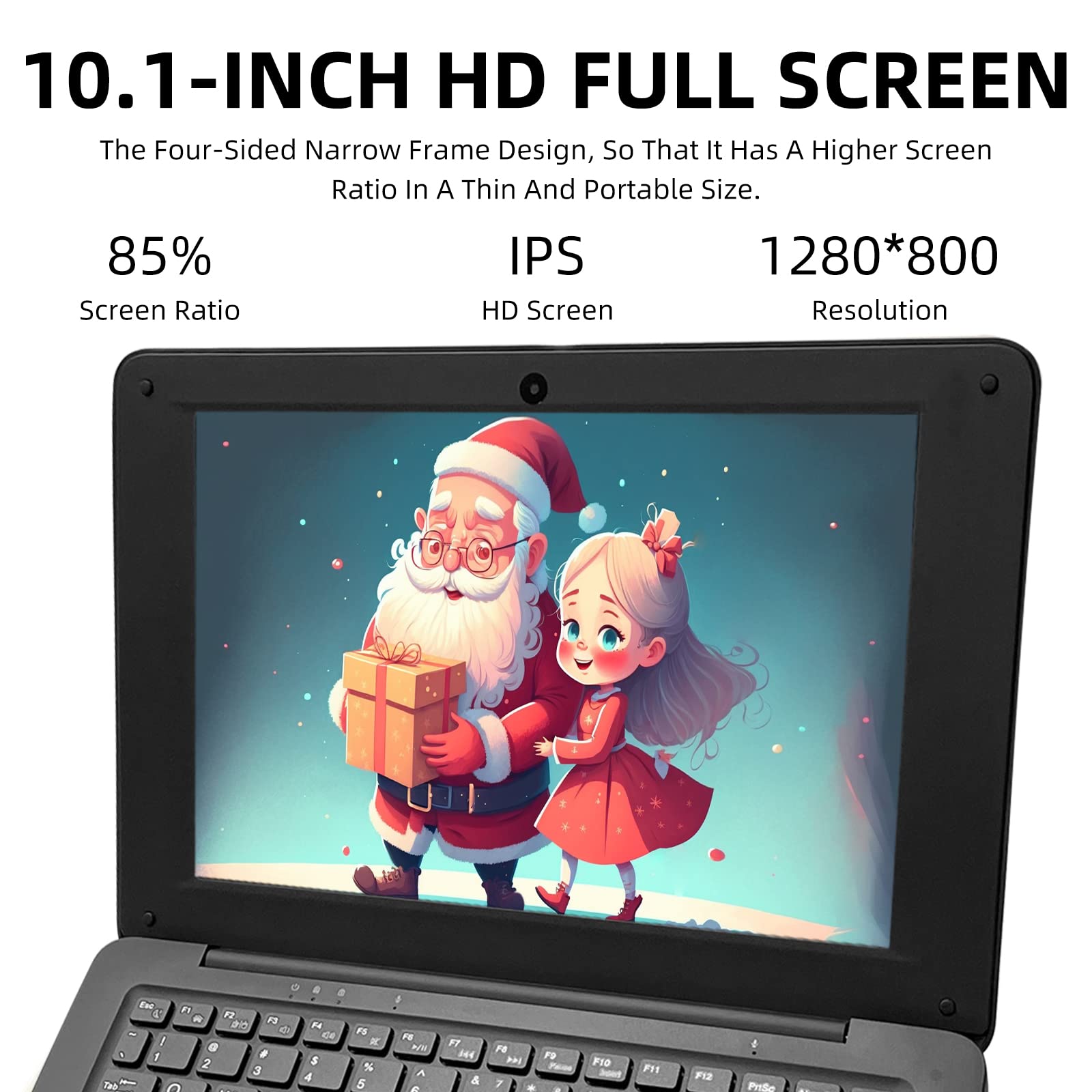 10.1 Inch Windows 10 Laptop - Intel Quad Core Processor, 4GB RAM, 64GB eMMC Storage | Lightweight Mini Netbook with Laptop Sleeve, Wireless Mouse & Headphones (Black) | Perfect for Students, Business Travel & Home Office Use