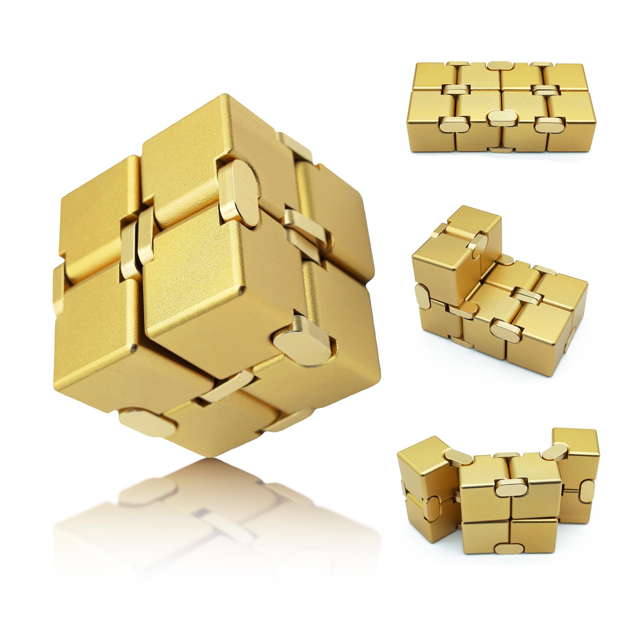 Gold Infinity Cube Fidget Toy for Adults & Kids - Stress Relief & ADHD Focus Aid - Sensory Fidget Toys for Teens 8-12 - Perfect for Office, Classroom & Anxiety Relief (Gold)