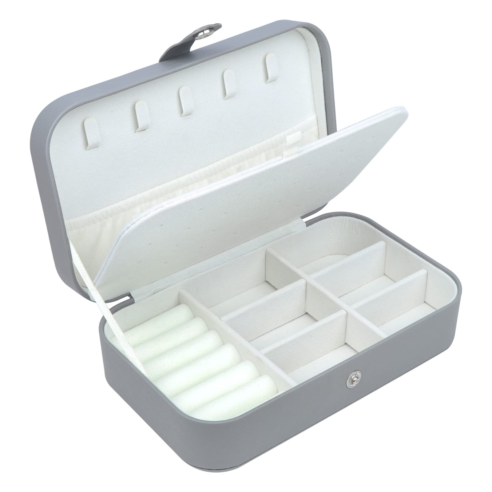 Upgraded PU Leather Travel Jewelry Box for Women - Portable Jewelry Organizer for Necklaces, Rings, Earrings & Bracelets - Perfect for Vacations, Business Trips & Daily Use (Black)