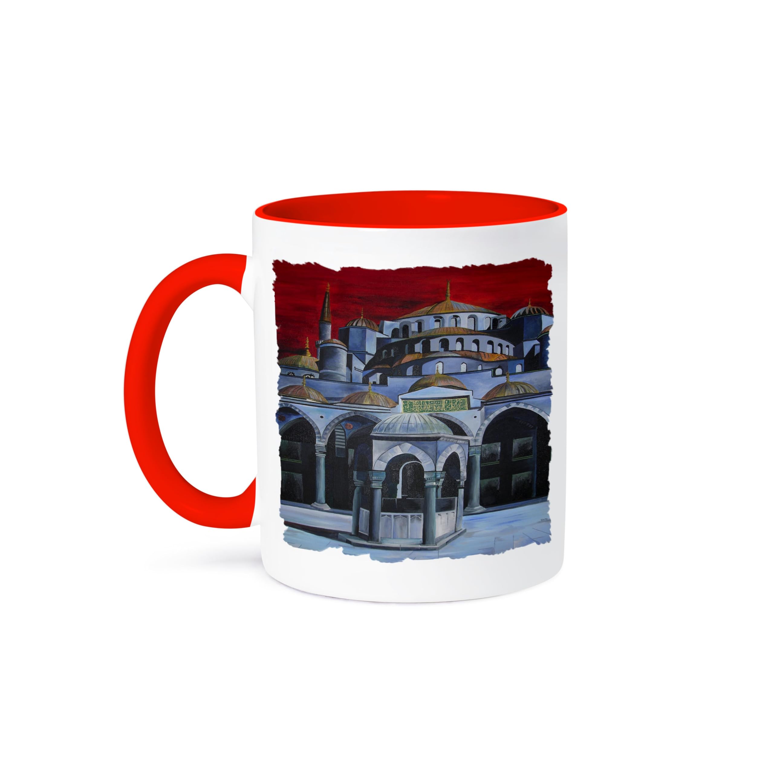 3D Rose 15oz Two-Tone Red and White Ceramic Coffee Mug - Perfect for Home, Office, or Gift Giving