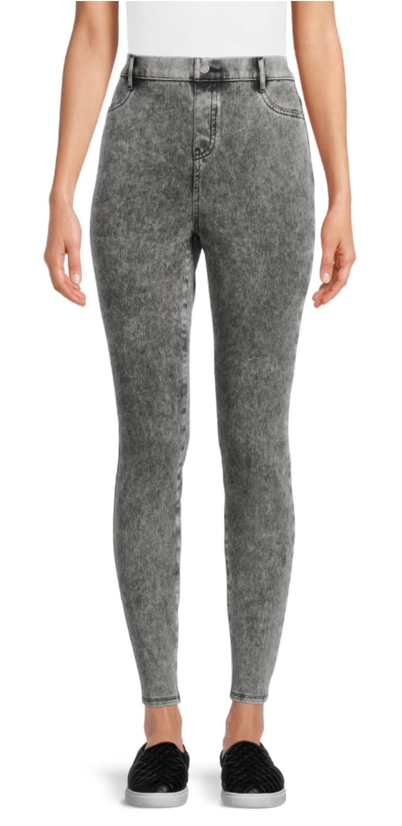 Time and Tru Grey Acid Wash High Rise Fitted Stretch Jeggings for Women - Size Large | Comfortable Skinny Jeans for Casual Wear, Work & Everyday Outfits