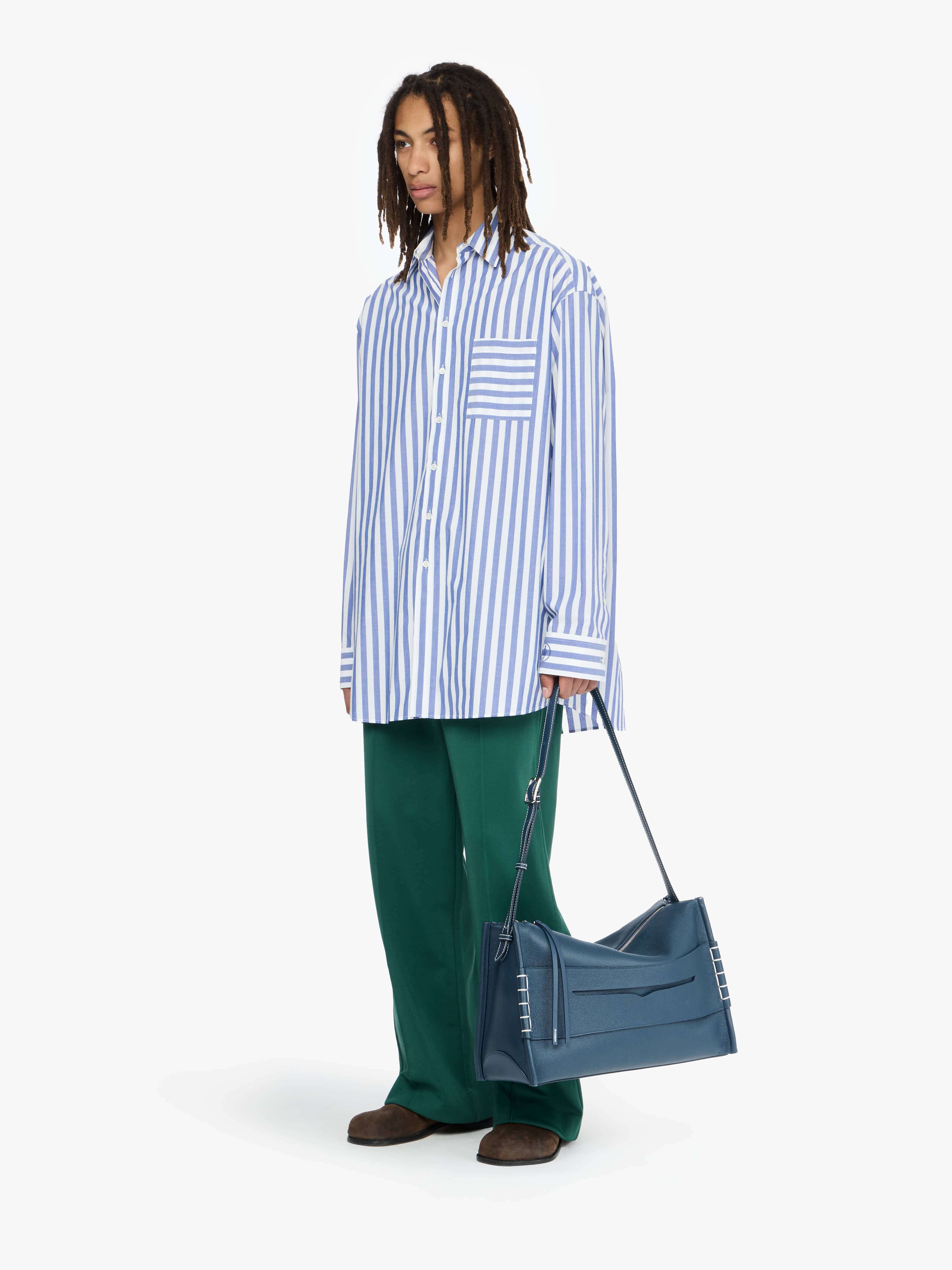 Oversized Striped Shirt for Women - Trendy Loose Fit Long Sleeve Blouse - Perfect for Casual Outfits, Office Wear & Layering in Fall/Winter